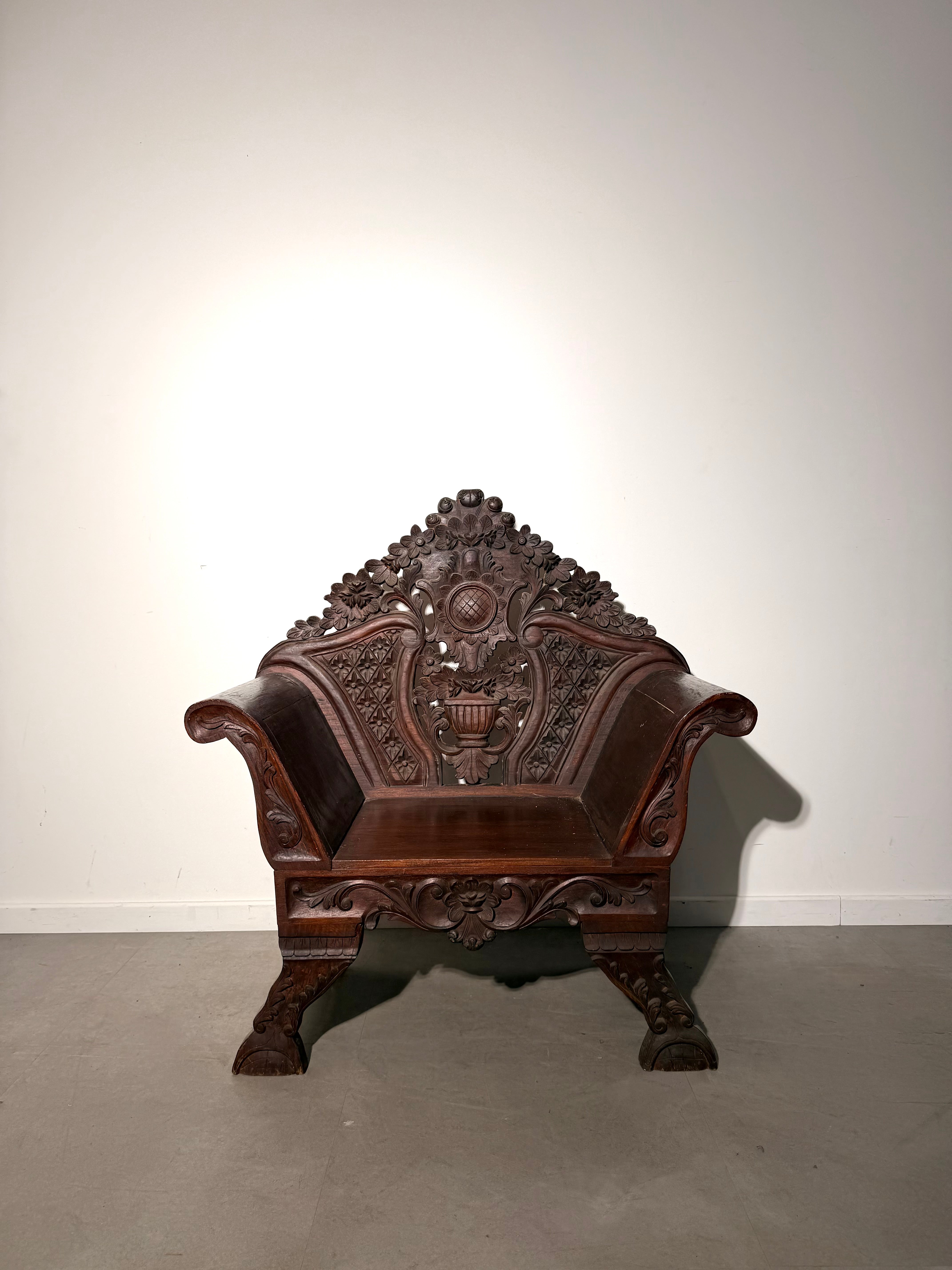 Antique Hand-Carved Colonial Armchair