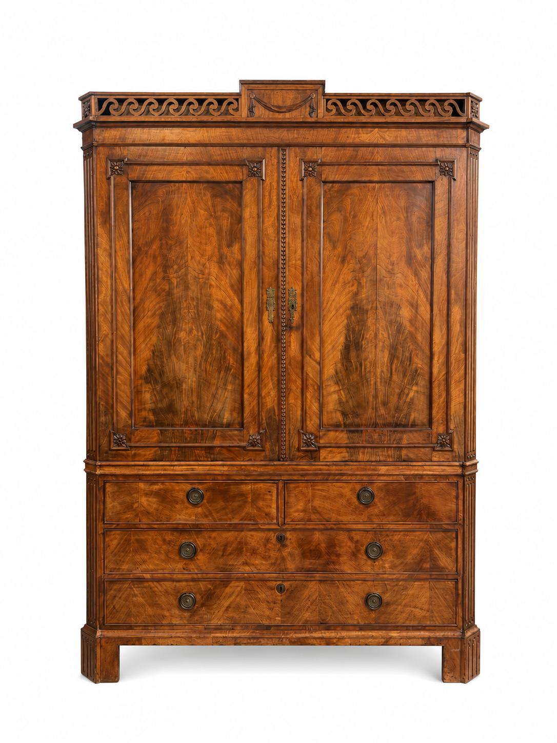 Grand Antique Mahogany Linen Press / Bookcase Cabinet