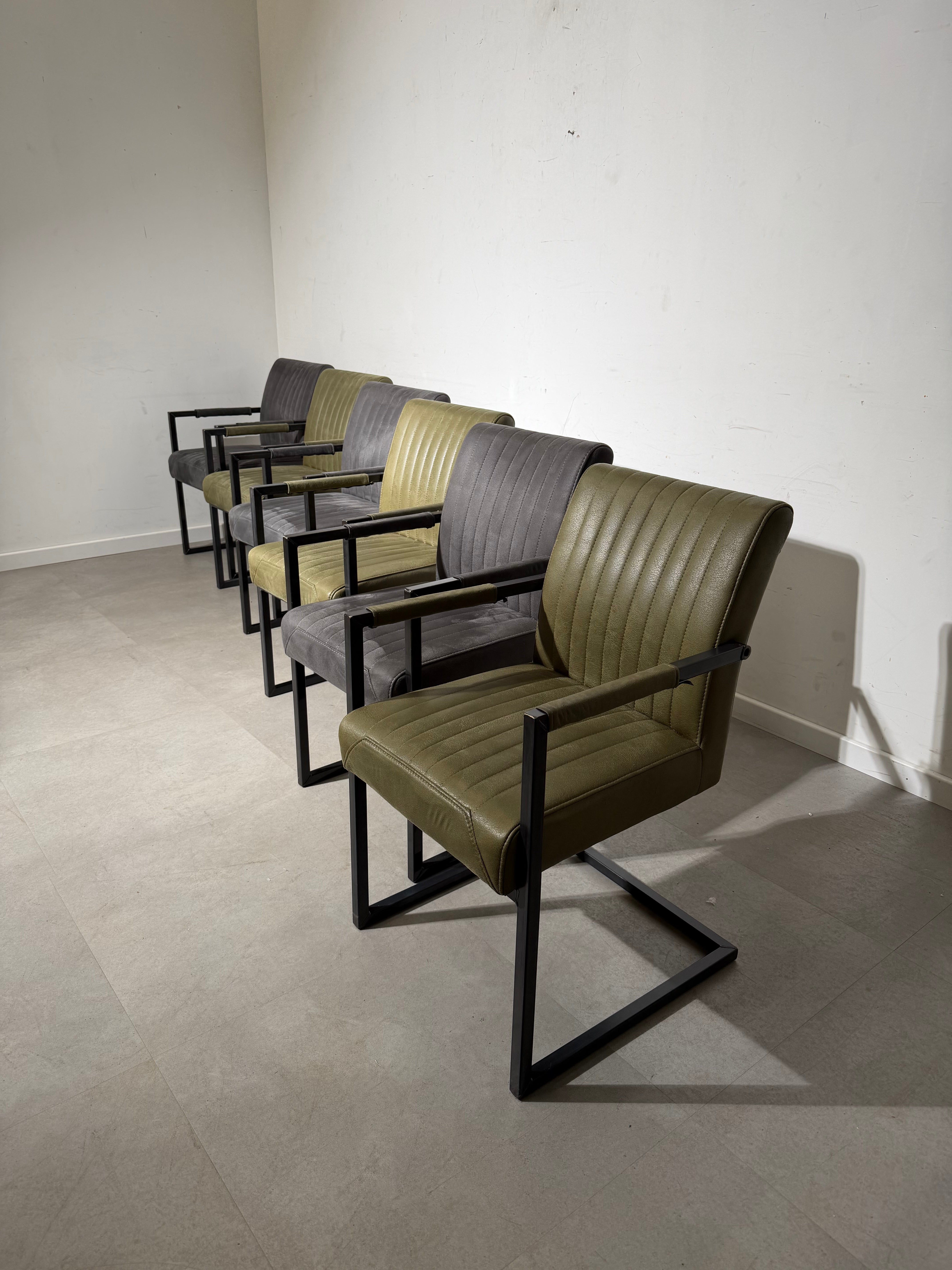 Industrial Dining Chairs with Armrests – Set of 6