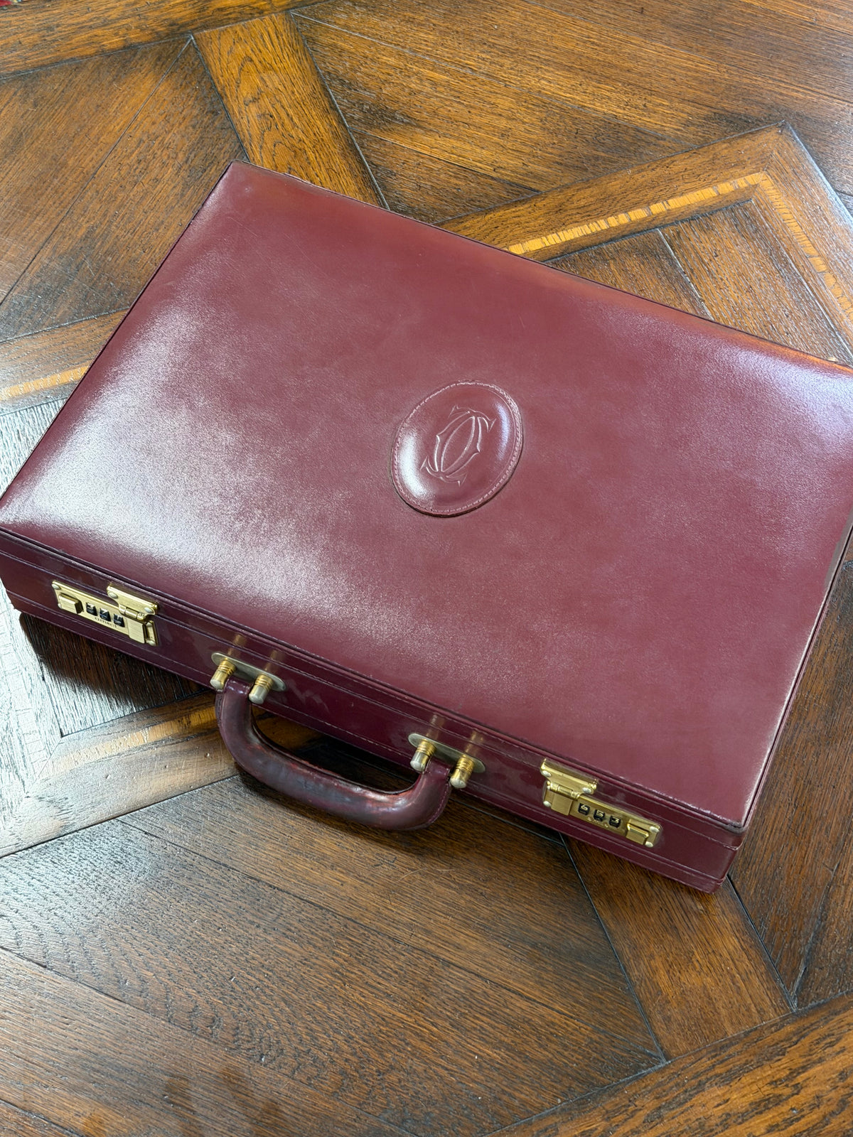 Cartier Paris Burgundy Leather Attaché Case – 46 × 32 × 10 cm