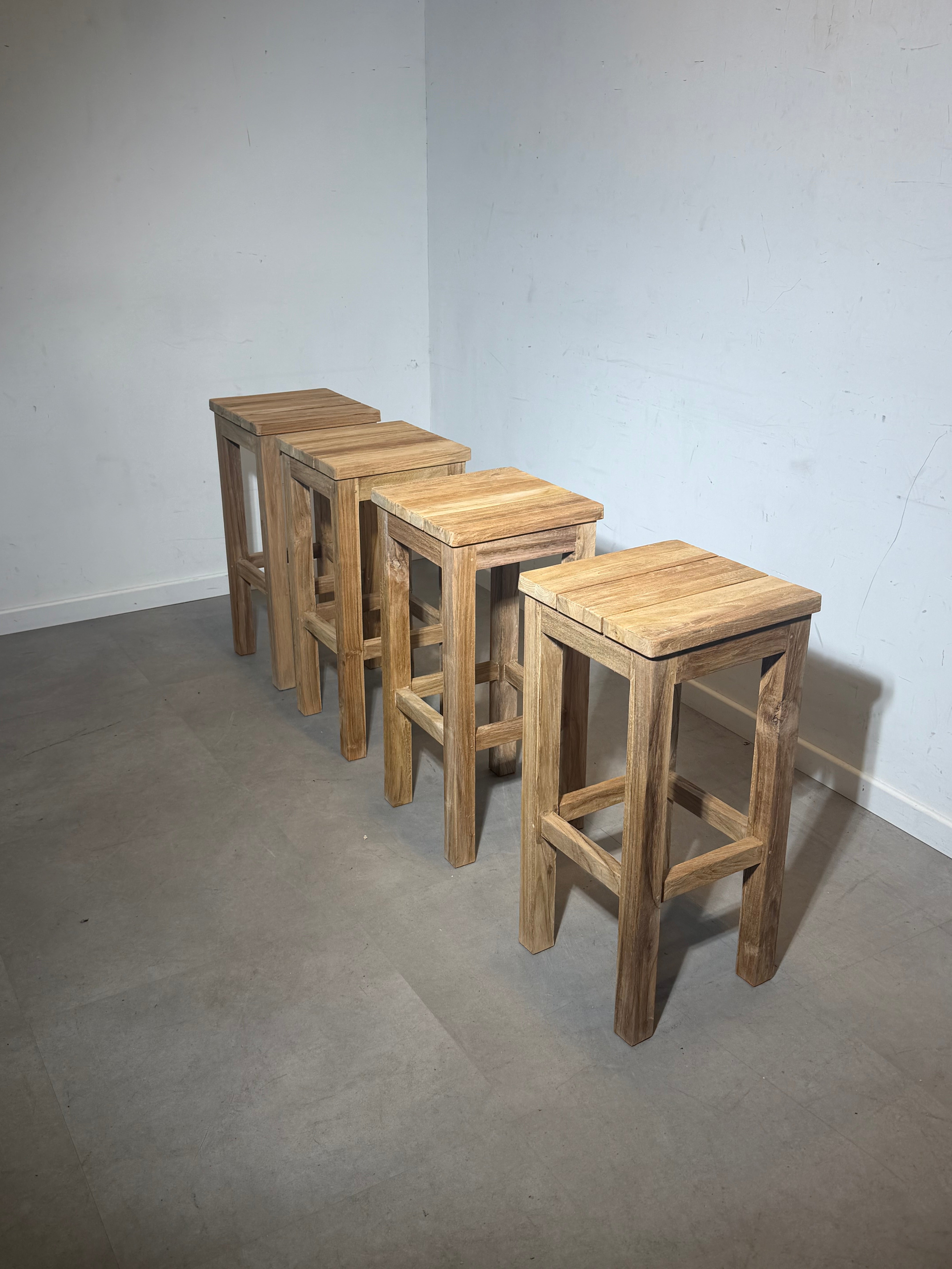 Solid Teak Outdoor Bar Stool – 77 cm – New – Natural Wood – Heavy Quality – Sold per Piece