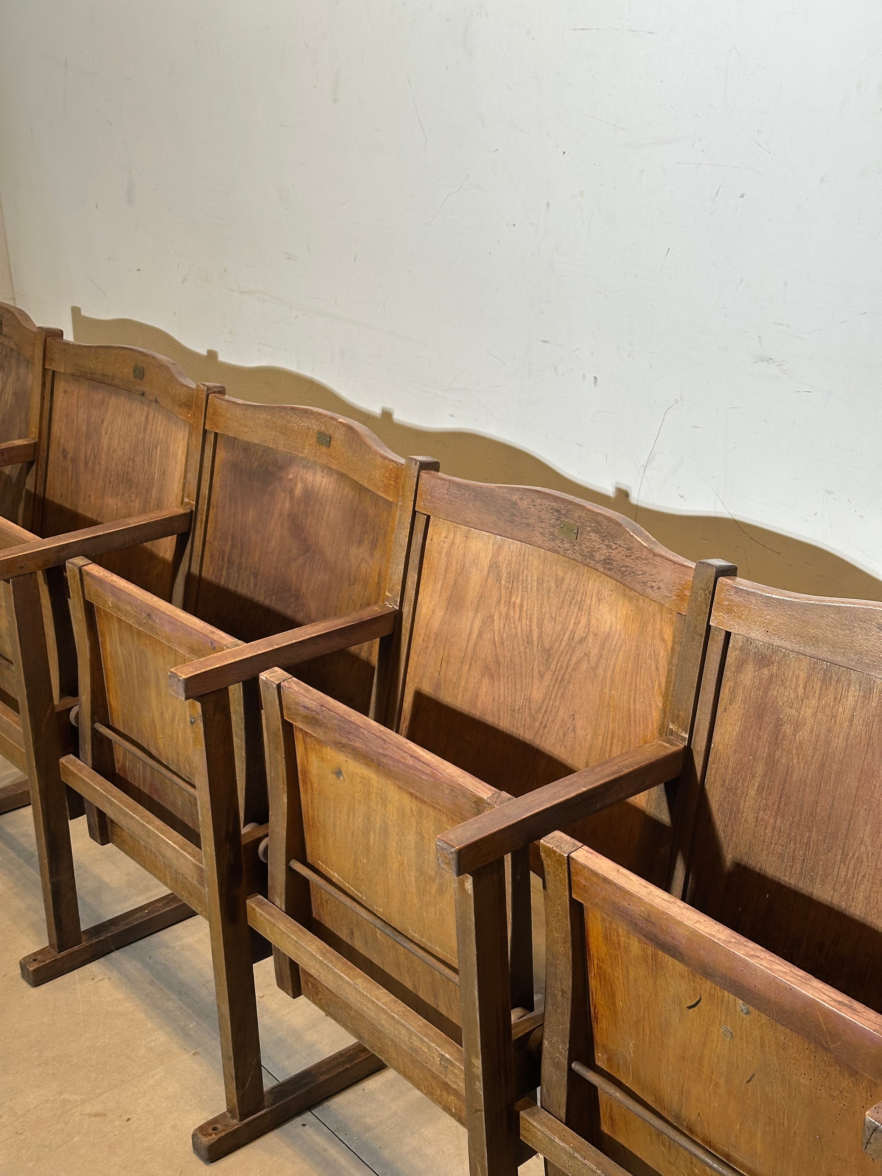 Vintage Wooden Cinema Bench