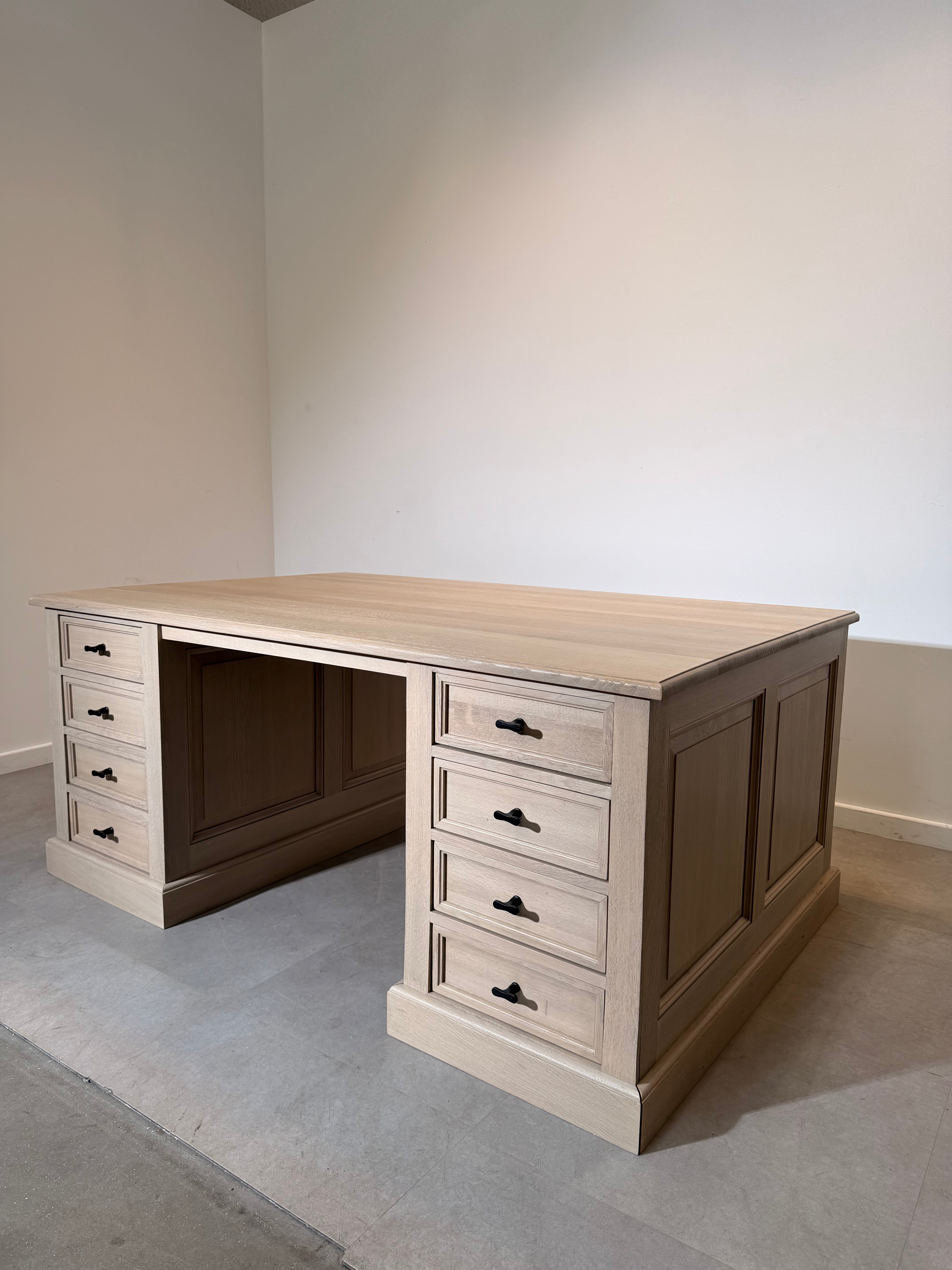 RR Interiors Double-Sided Executive Oak Desk