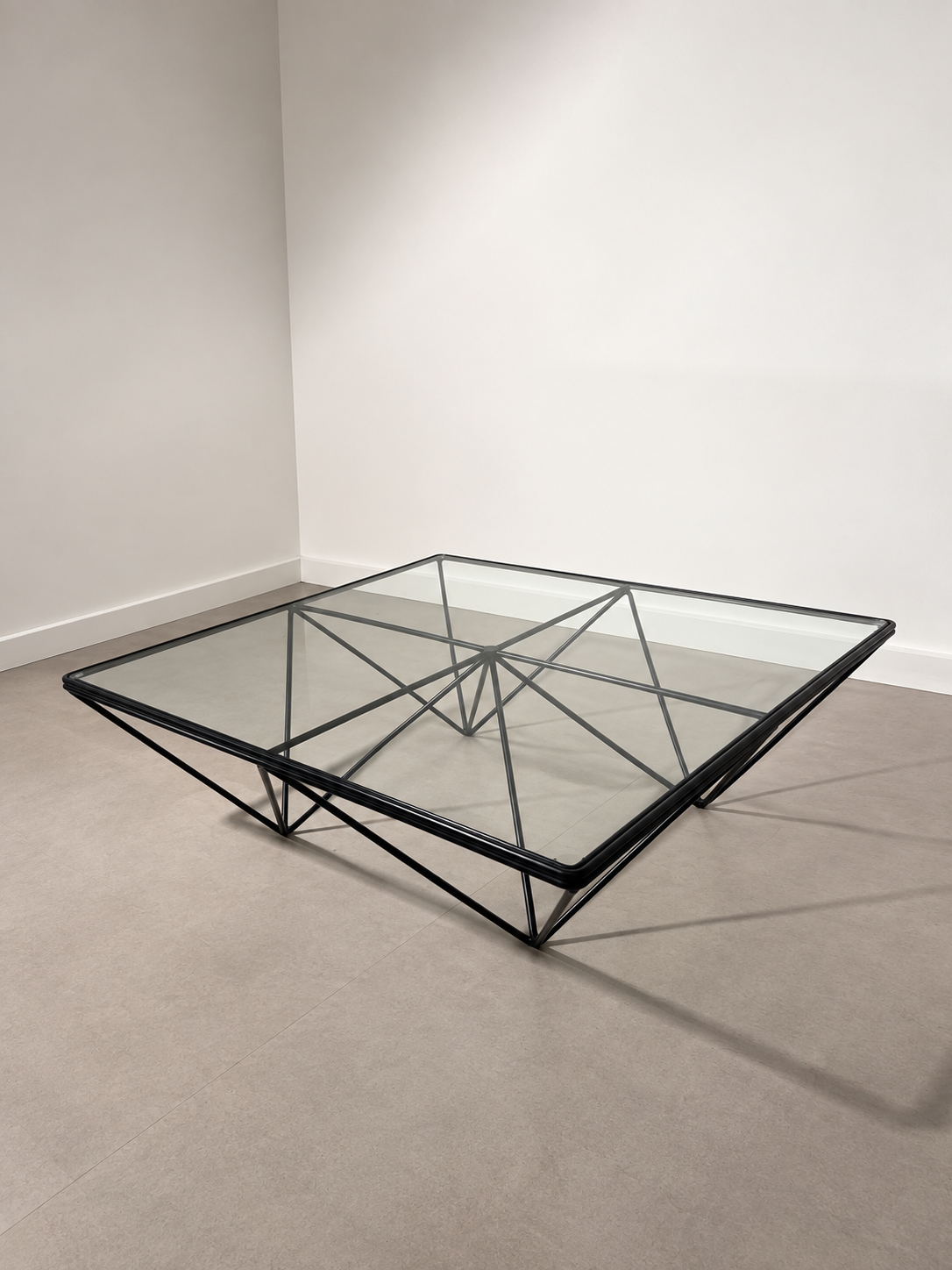 Paolo Piva Geometric Glass & Black Metal Coffee Table