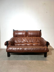 Gerard Van Den Berg Leather 2-Seater Sofa – Cognac Brown