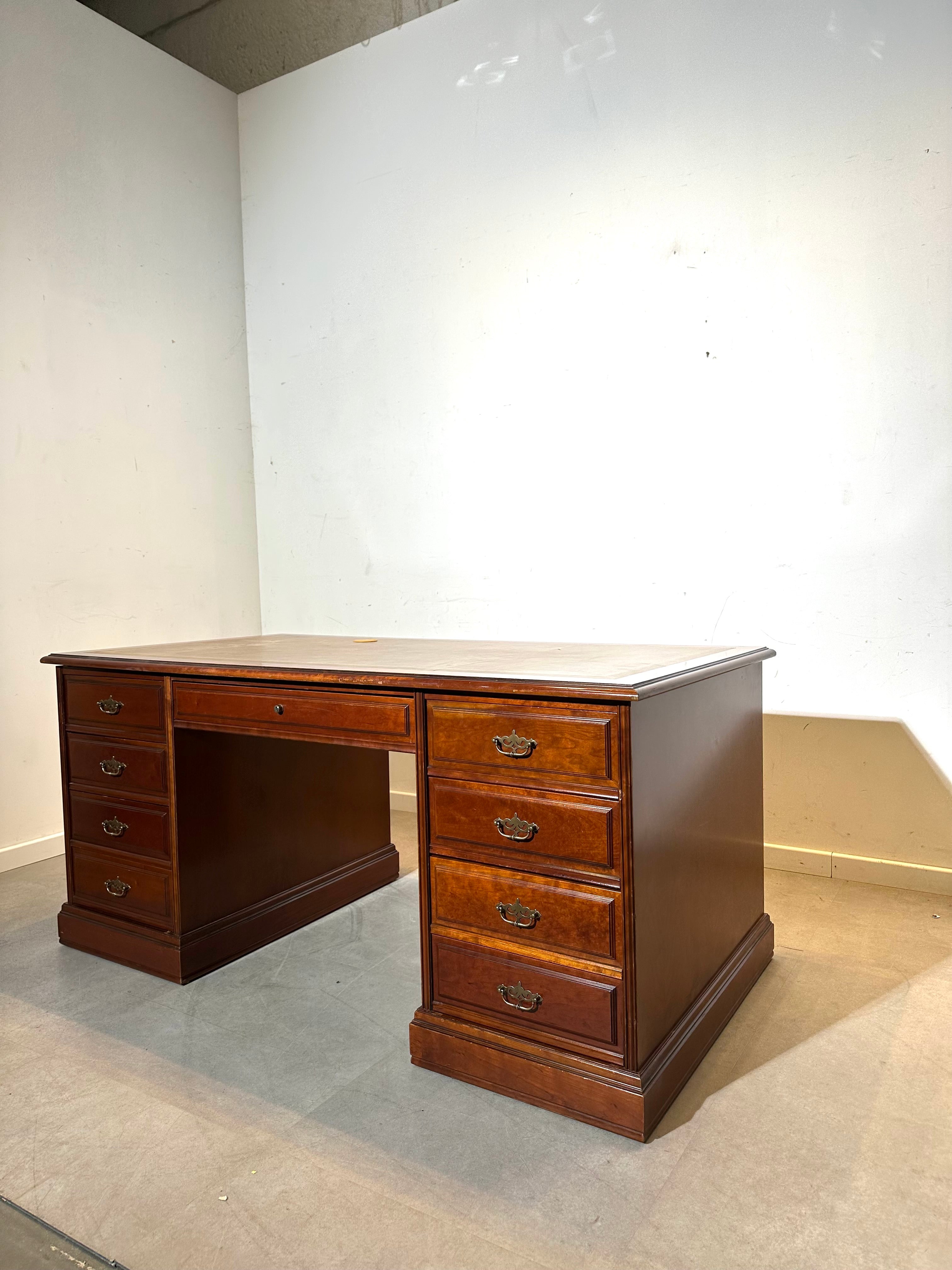 Classic Executive Desk with Leather Inlay Top