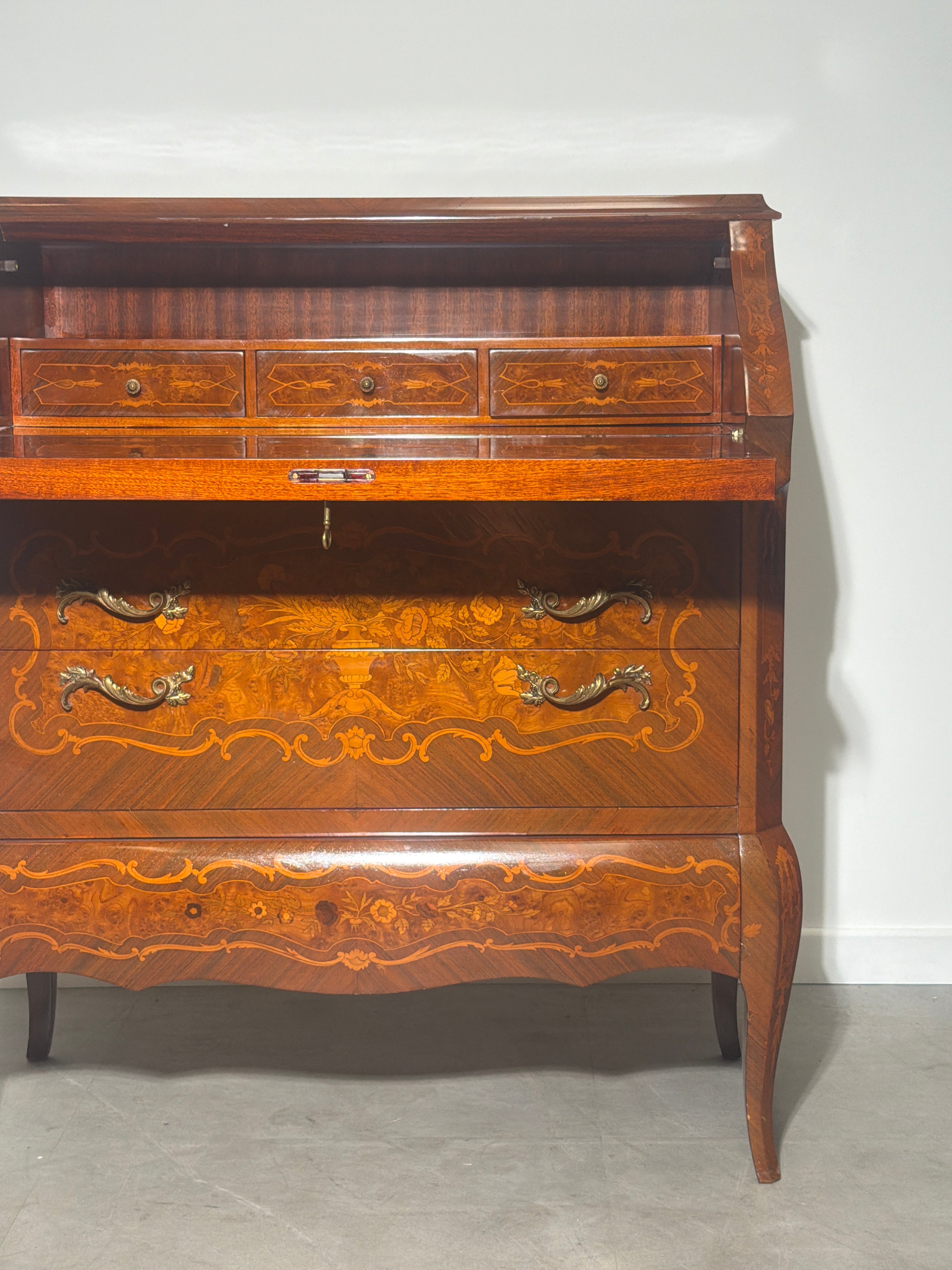 Antique Marquetry Writing Bureau / Secretary Desk