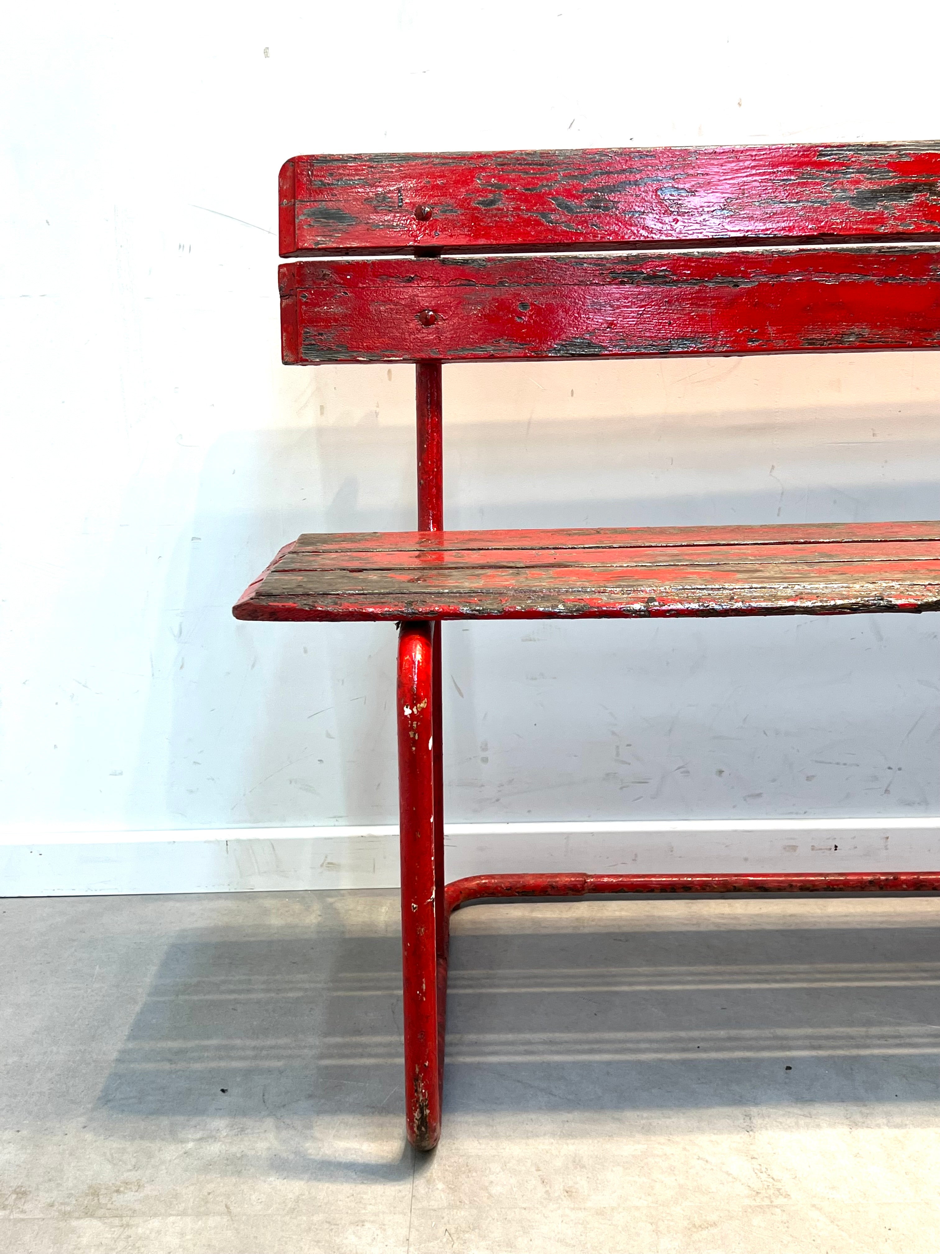 Vintage Red Garden Bench
