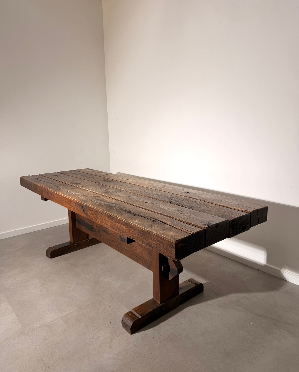 Rustic Solid Wood Trestle Dining Table