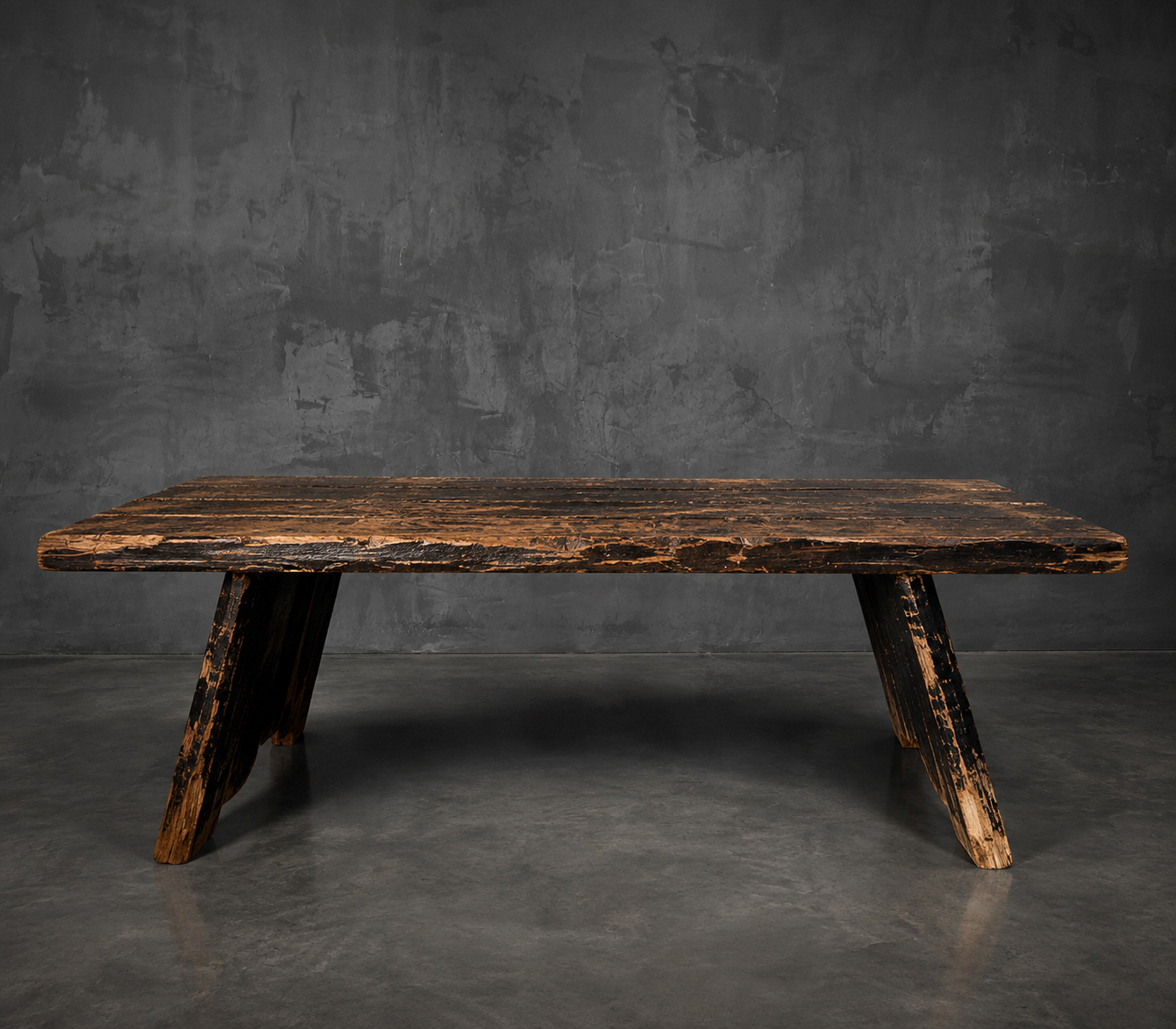 Large Rustic Brutalist Dining Table – Solid Wood – 240 cm