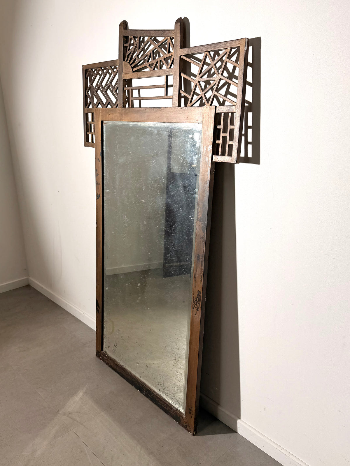 Large Vintage Art Deco Geometric Mirror