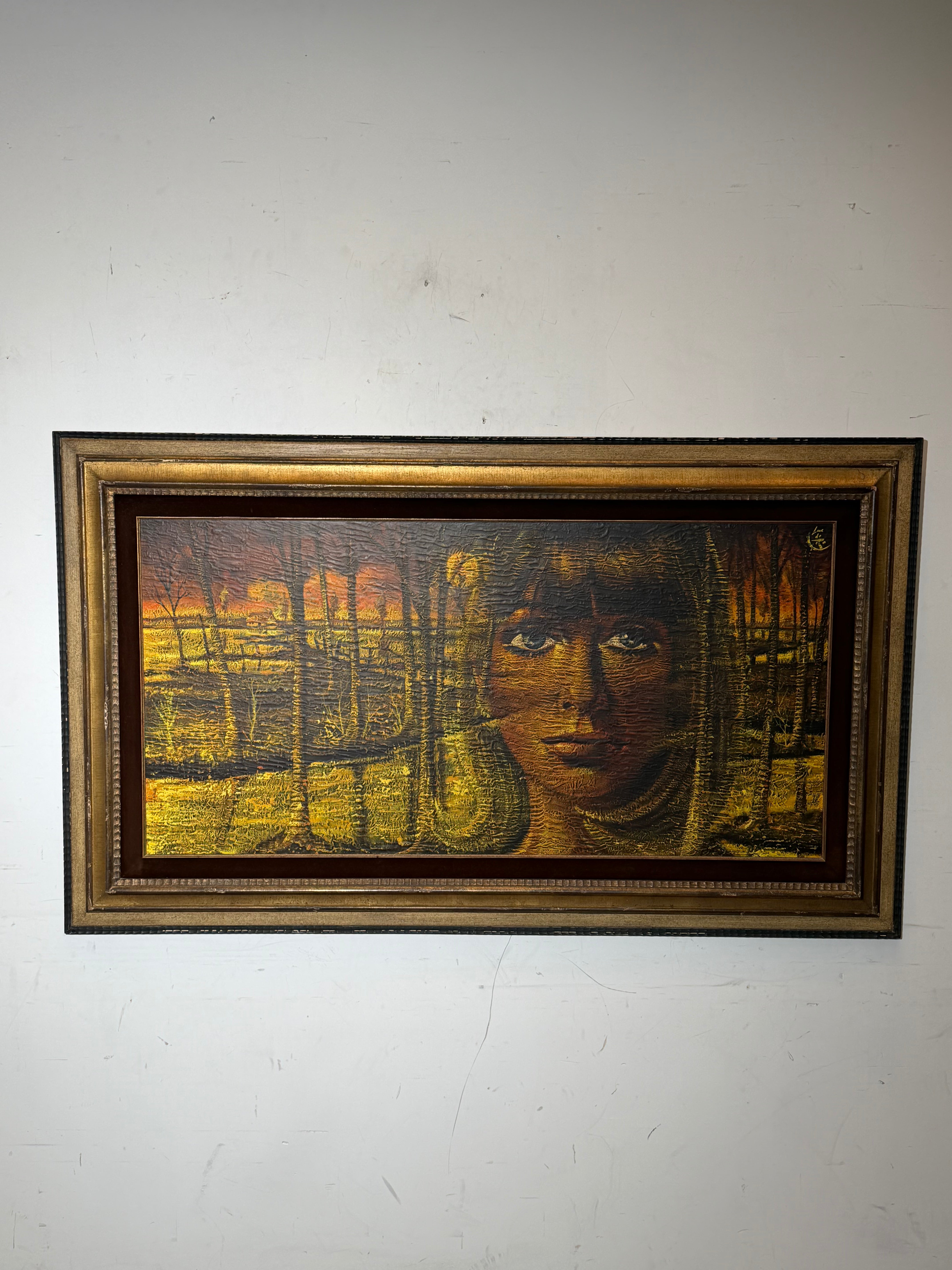 Luc de Ro – “Lady by the Riverfront” Oil on Panel Painting – 120 x 60 cm