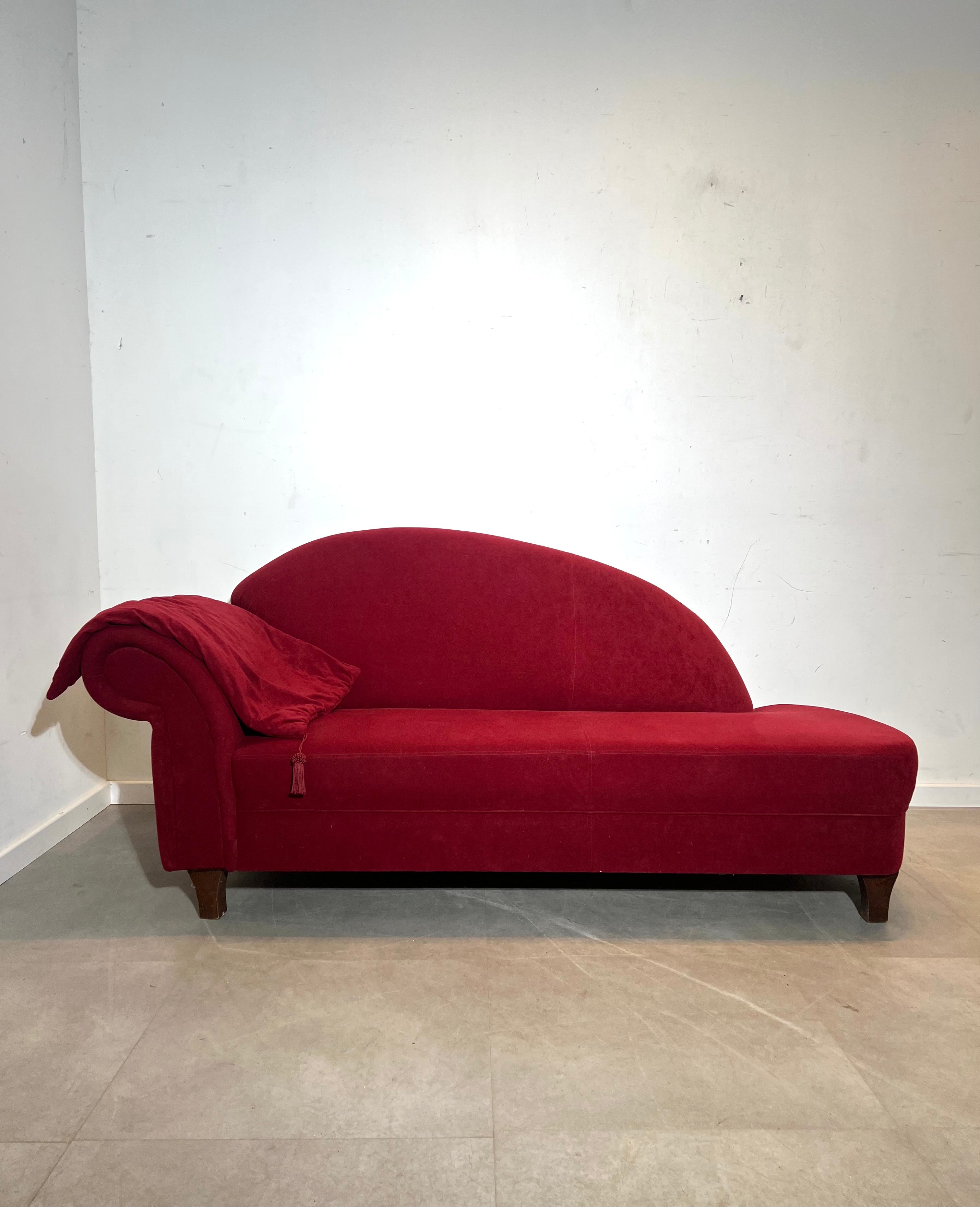 Red Velvet Chaise Lounge