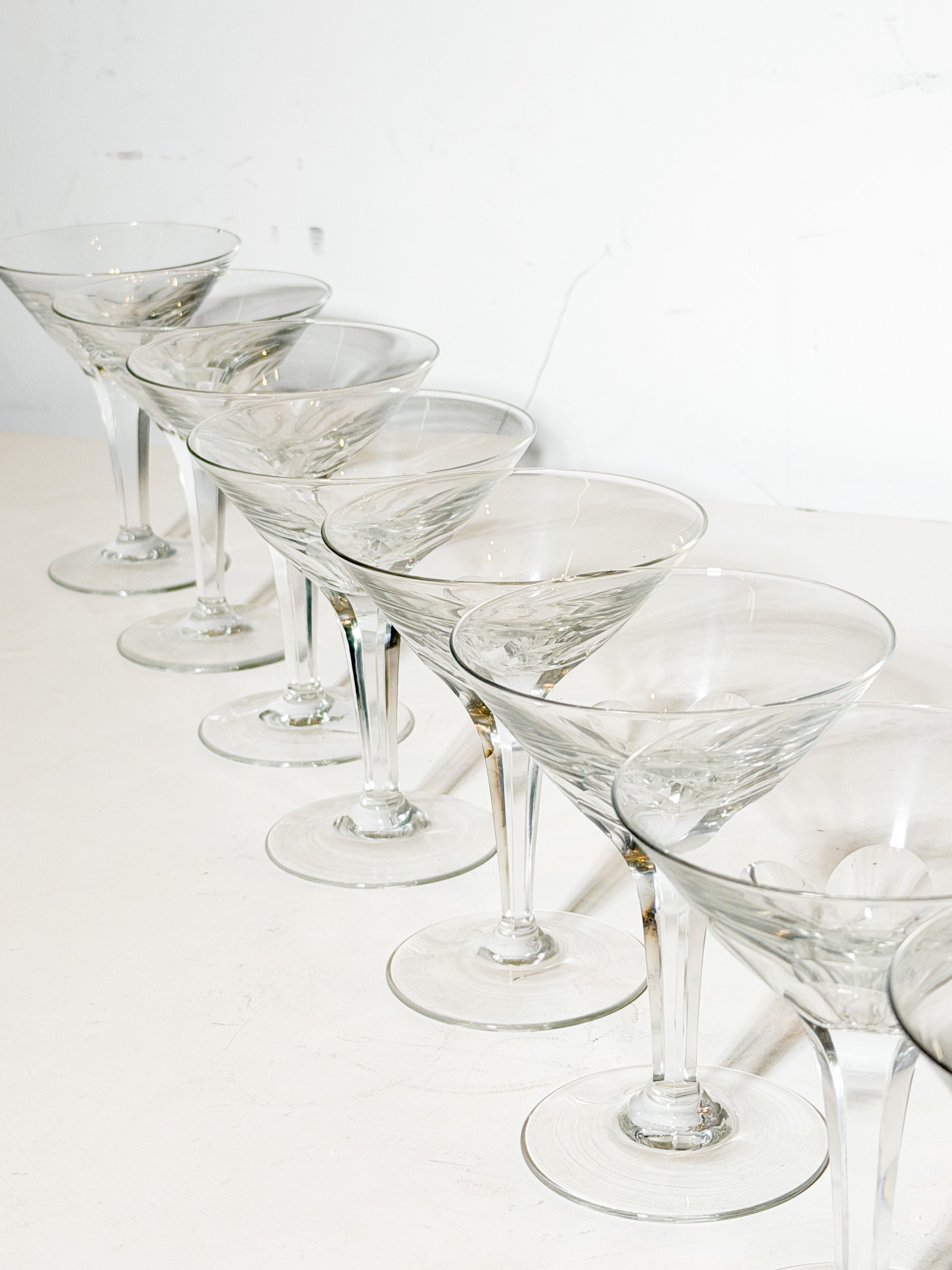 Set of 8 Val Saint Lambert Crystal Champagne Coupes