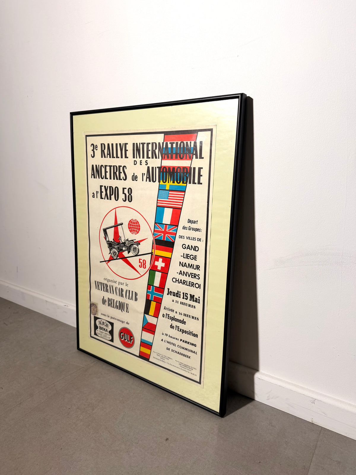 Original 1958 Expo 58 Poster – 3e Rallye International des Ancêtres de l’Automobile