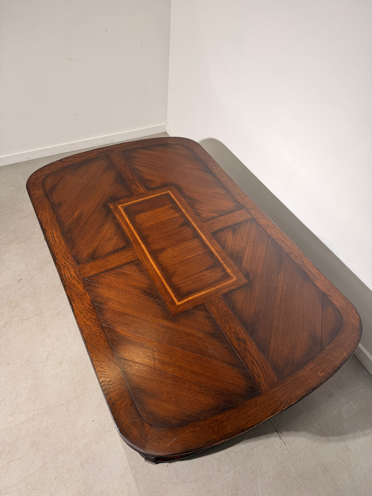 Large French Style Parquetry Coffee Table with Drawers
