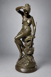 Nymphe de Diane – Antique Bronze Sculpture by Signoret-Ledieu – Rotating Base