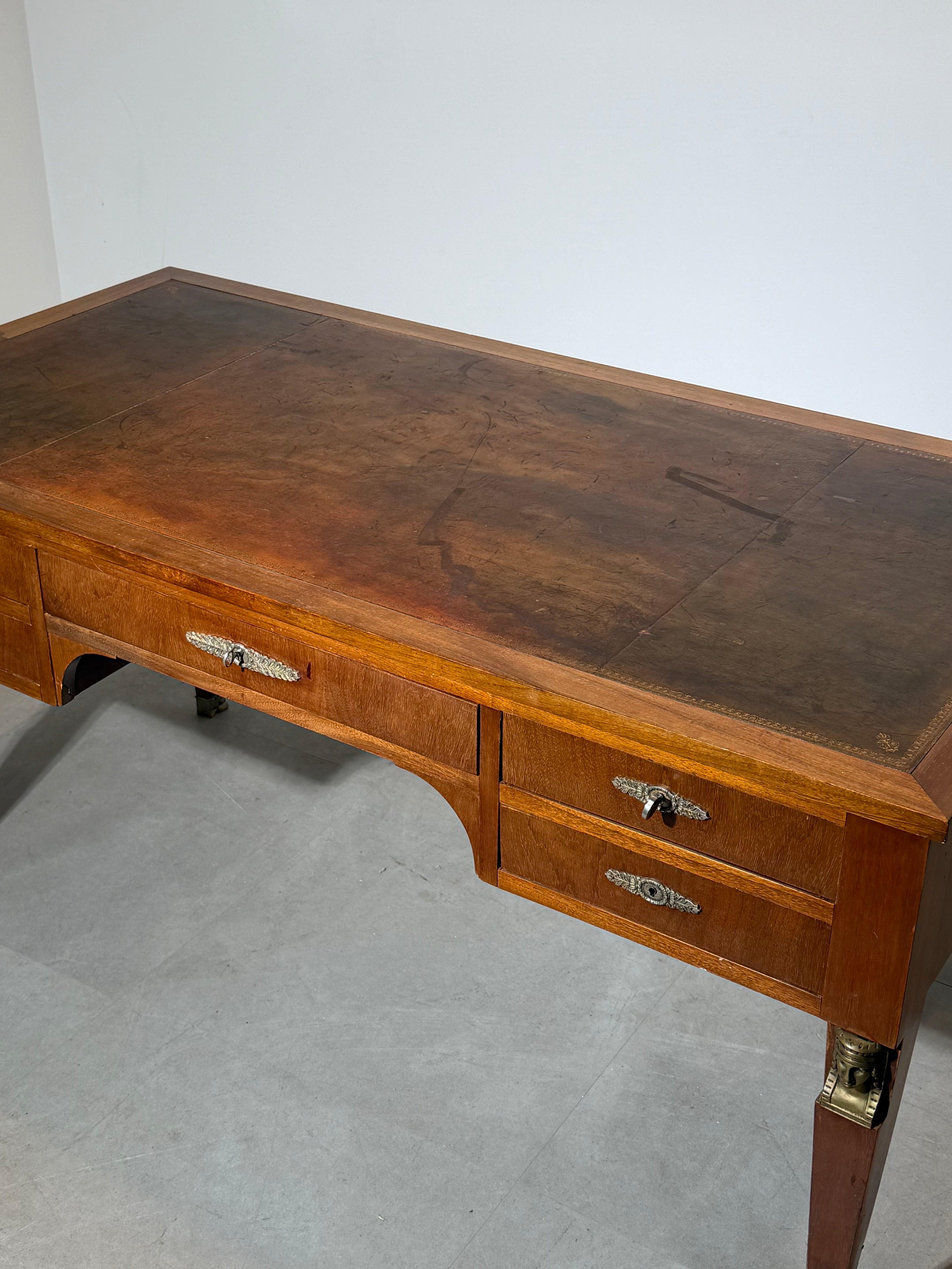 French Empire Style Executive Desk with Leather Top