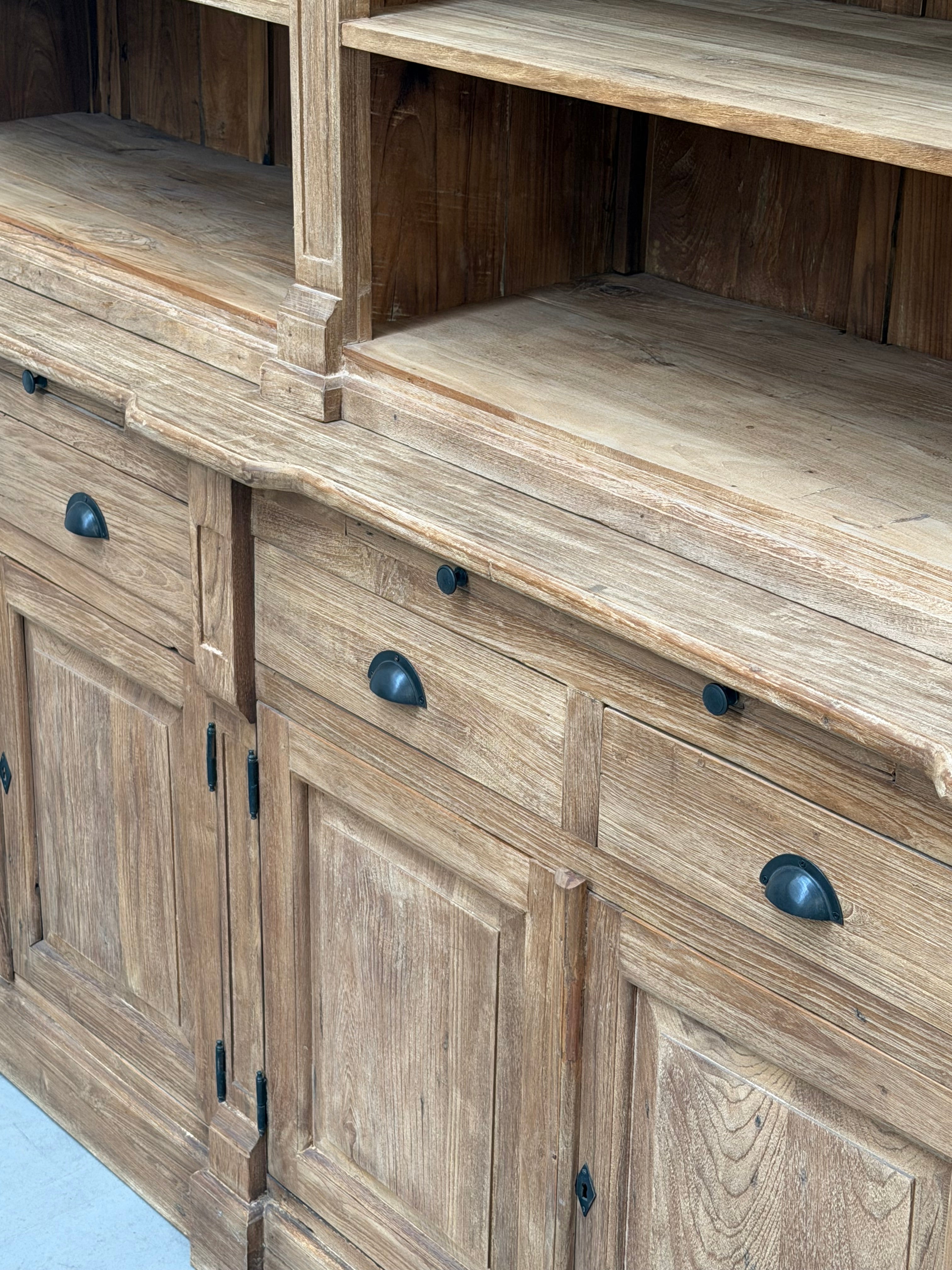 Antique Recycled Teak Bookcase Cabinet – 300 x 55 x 250 cm