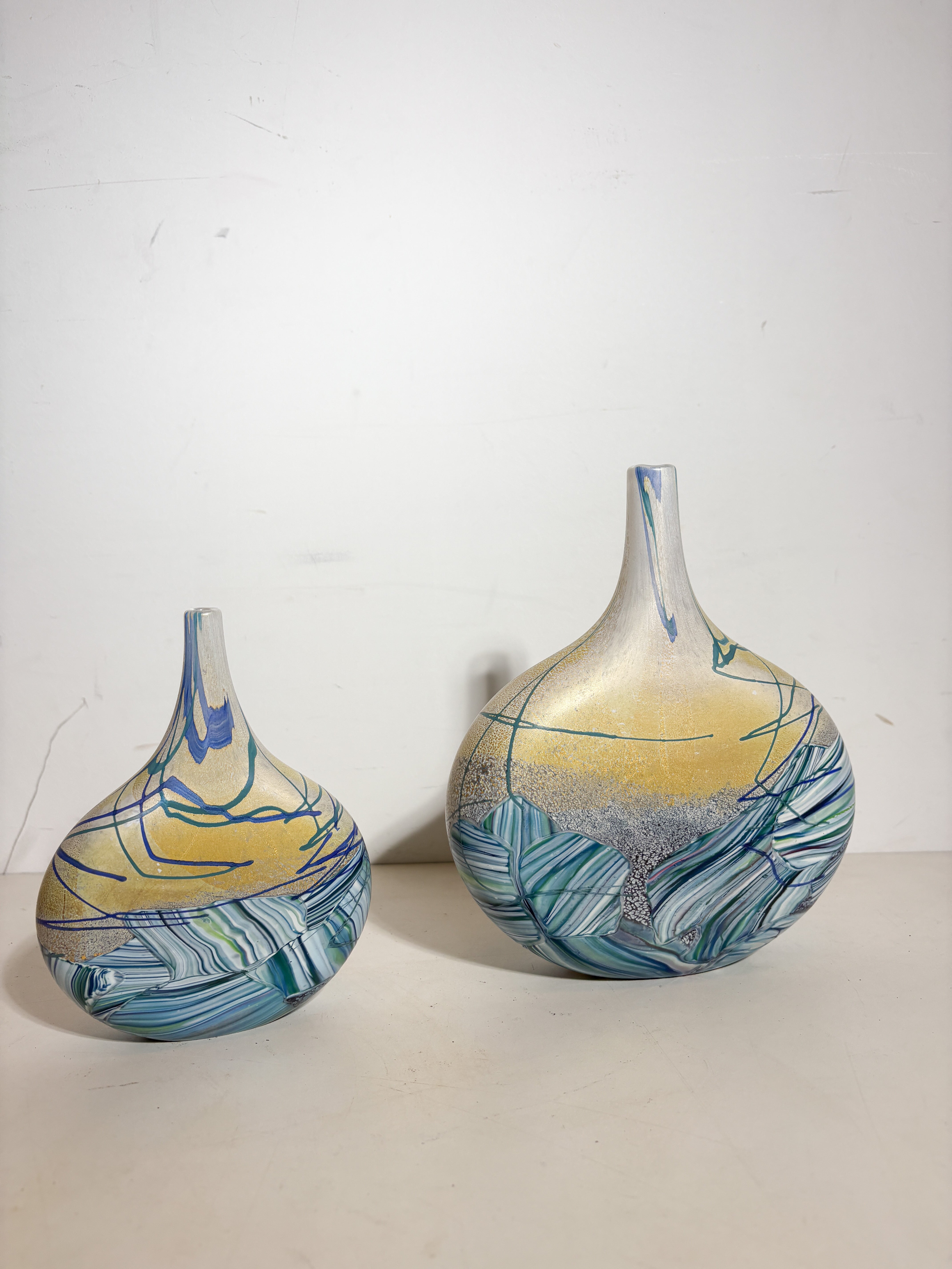 Pair of Isle of Wight blown glass vases by Michael Harris
