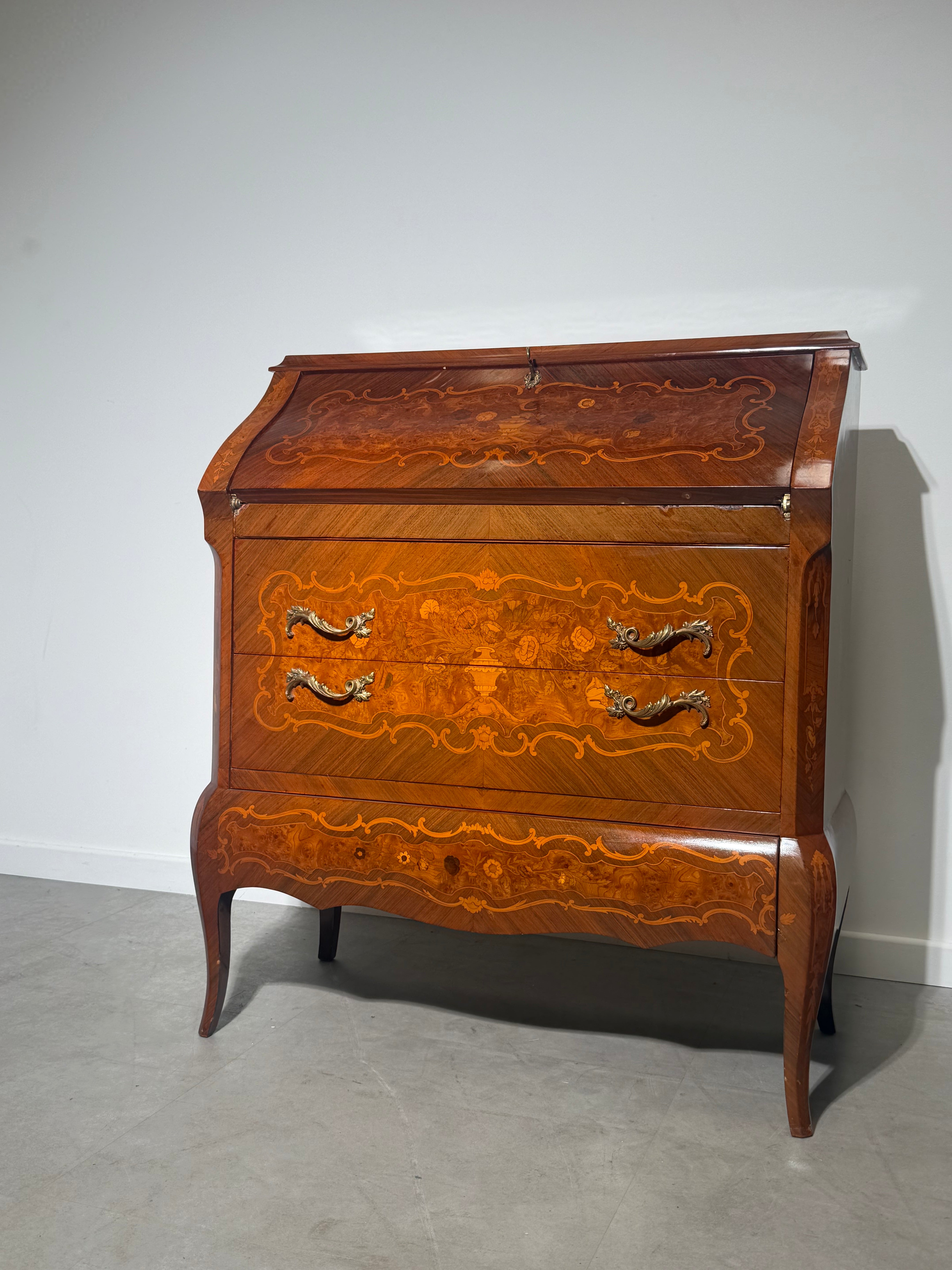 Antique Marquetry Writing Bureau / Secretary Desk
