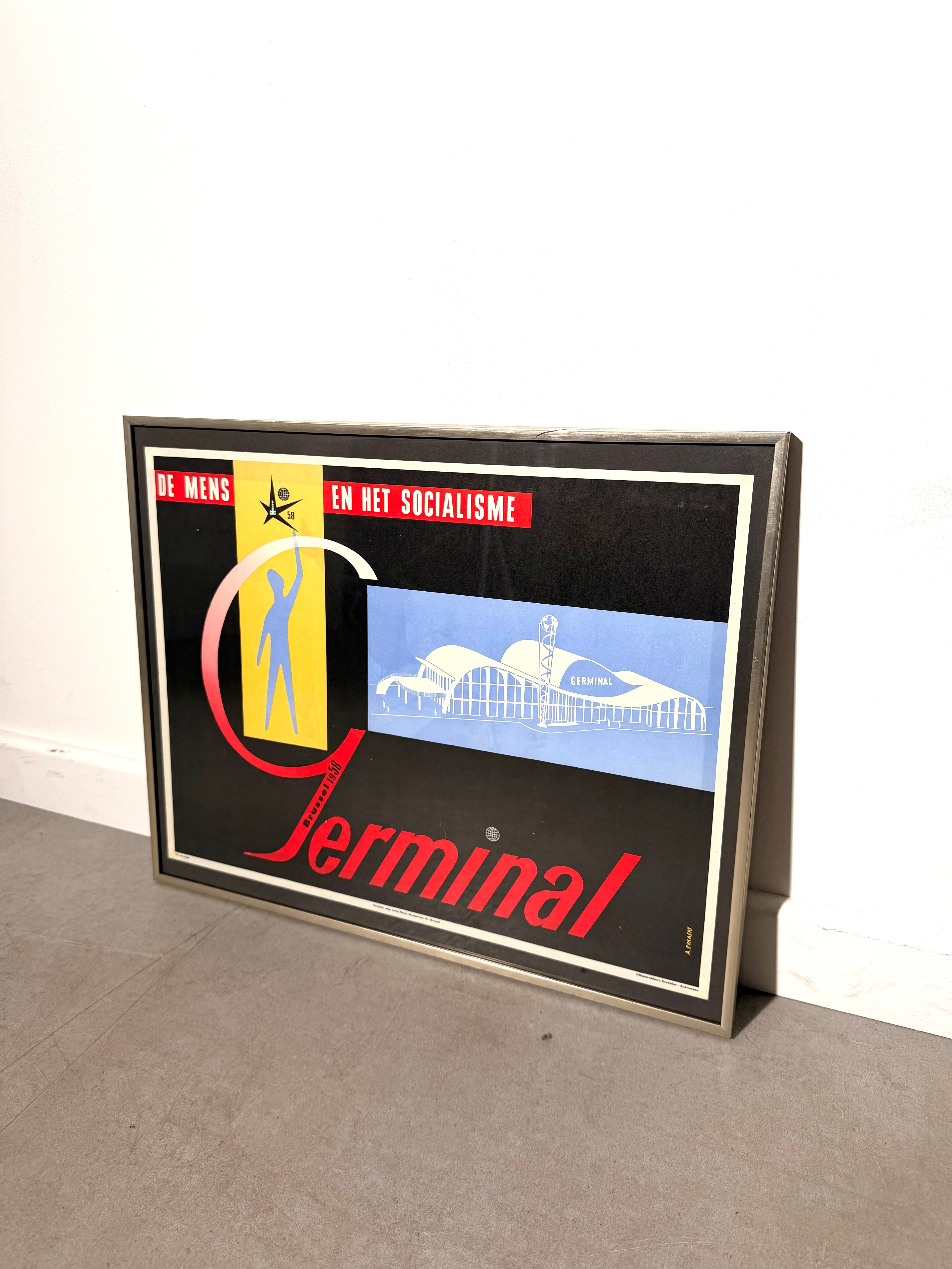 Original 1958 Expo 58 Germinal Poster De Mens en het Socialisme