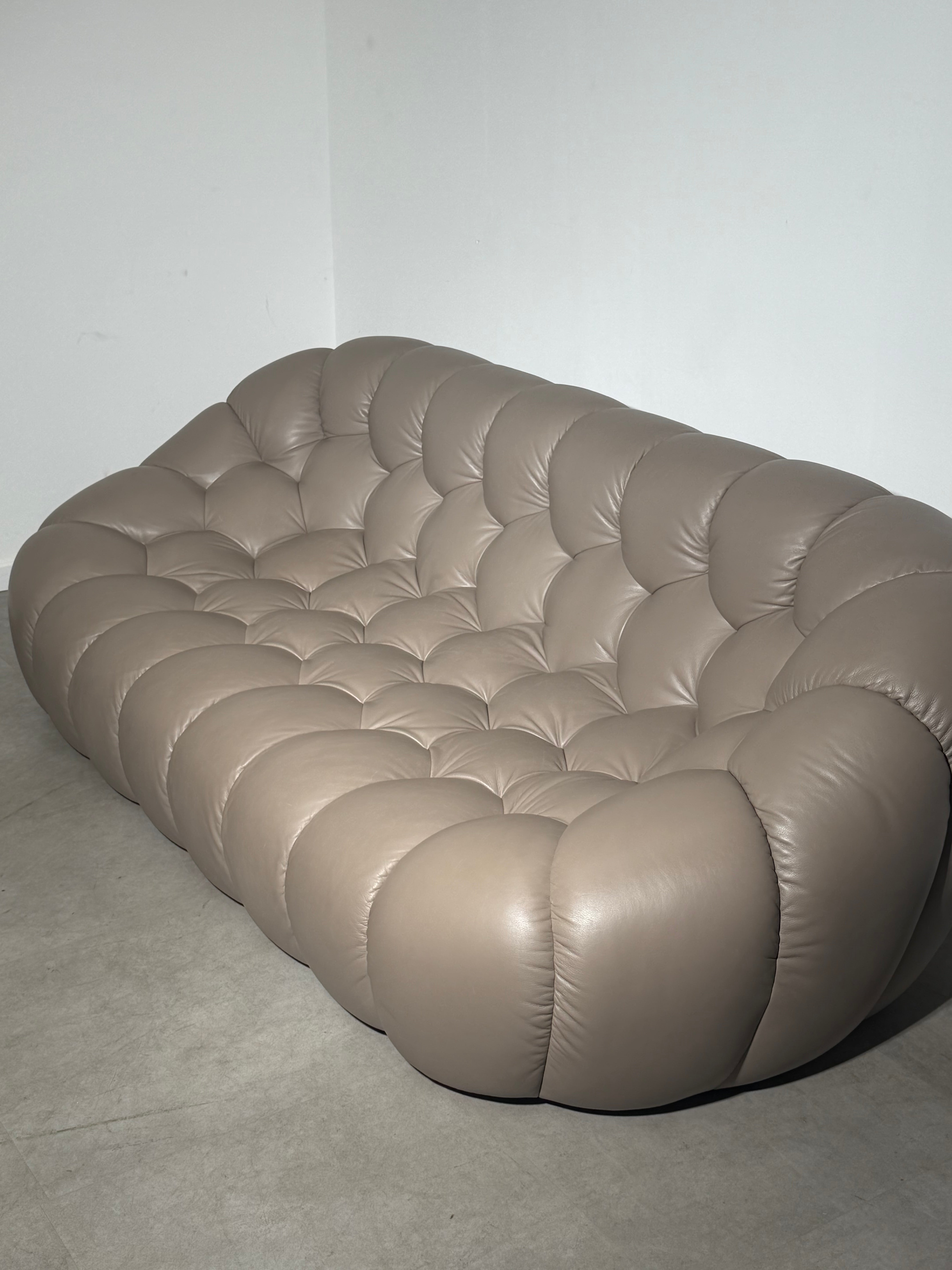 Roche Bobois Bubble Sofa – Limited Edition Taupe Leather by Sacha Lakic
