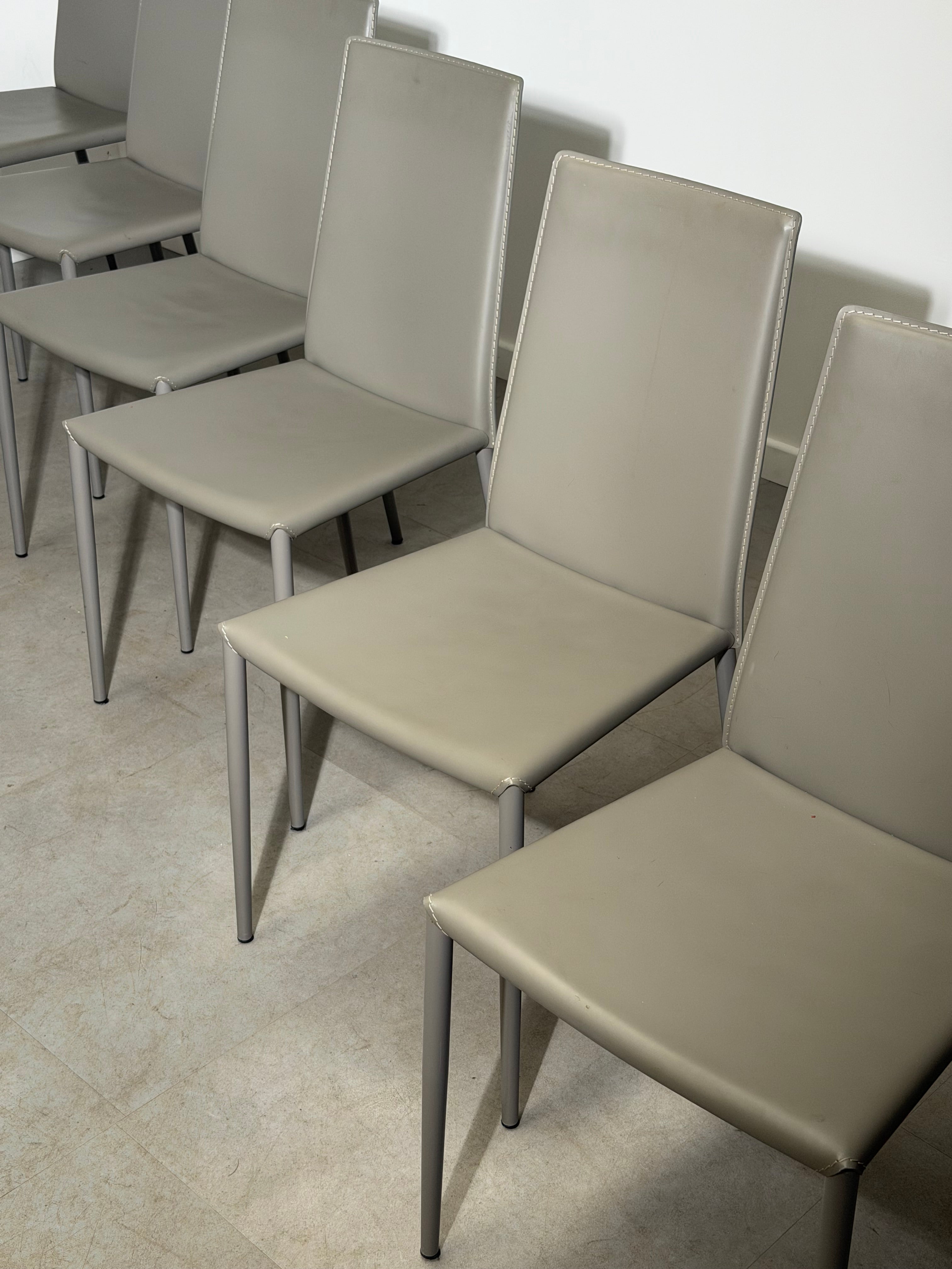 Calligaris Aida CS1484 Dining Chairs – Set of 6 – Genuine Leather – Made in Italy