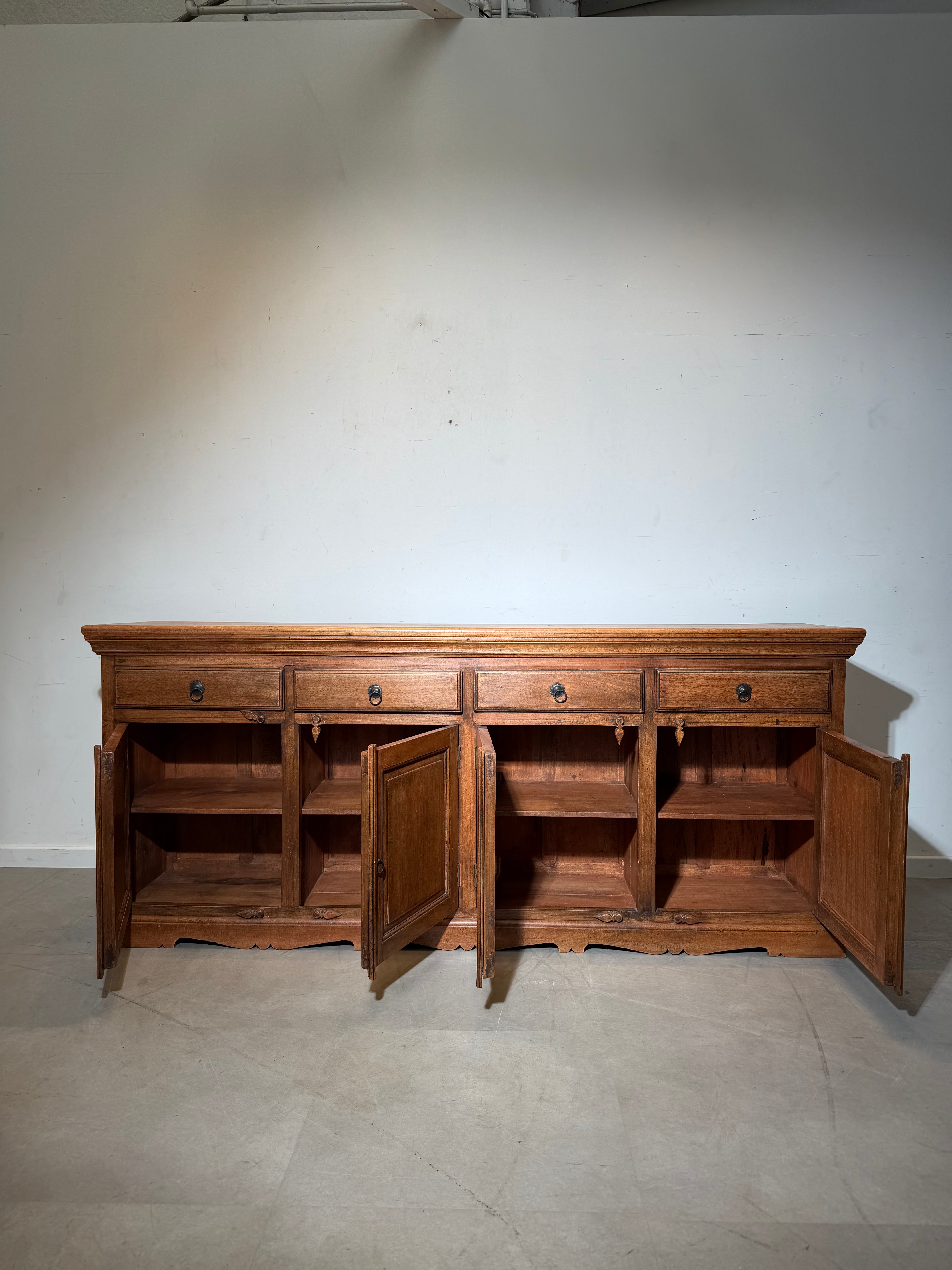 Vintage Wooden Sideboard / Buffet Cabinet – India – 215 cm