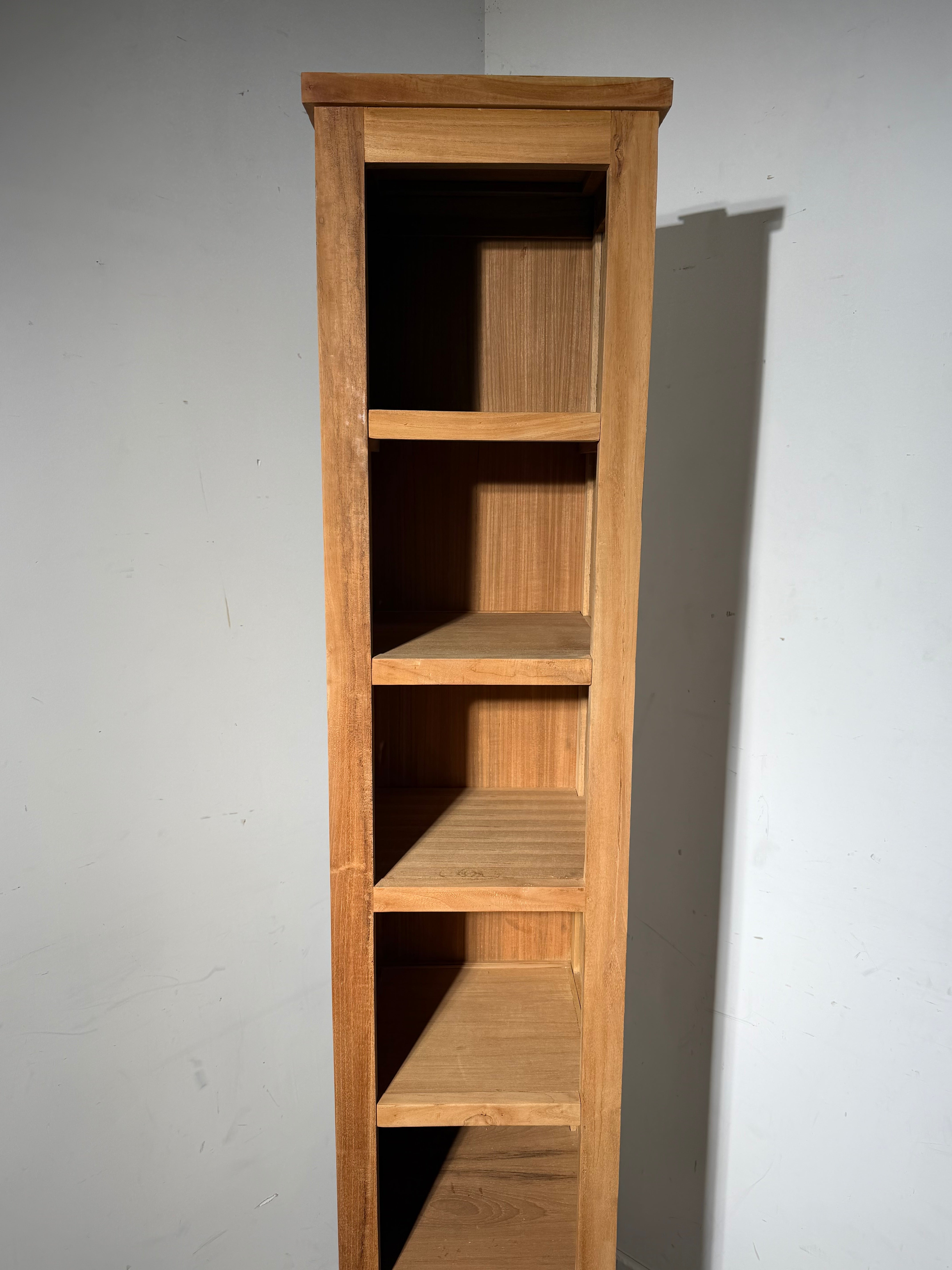 Teak Wood Tall Cabinet – Solid Teak Storage Unit with Shelves and Door – 200 x 36 x 36 cm