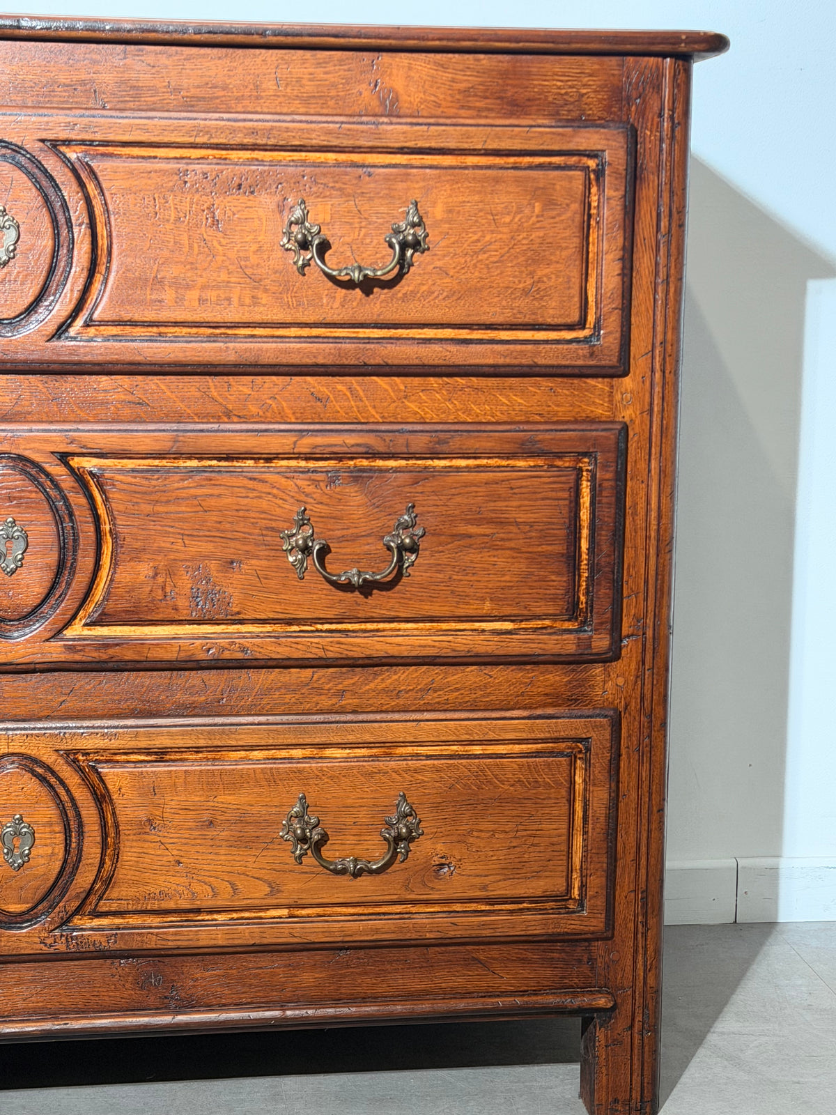 Antique Oak Three-Drawer Chest of Drawers