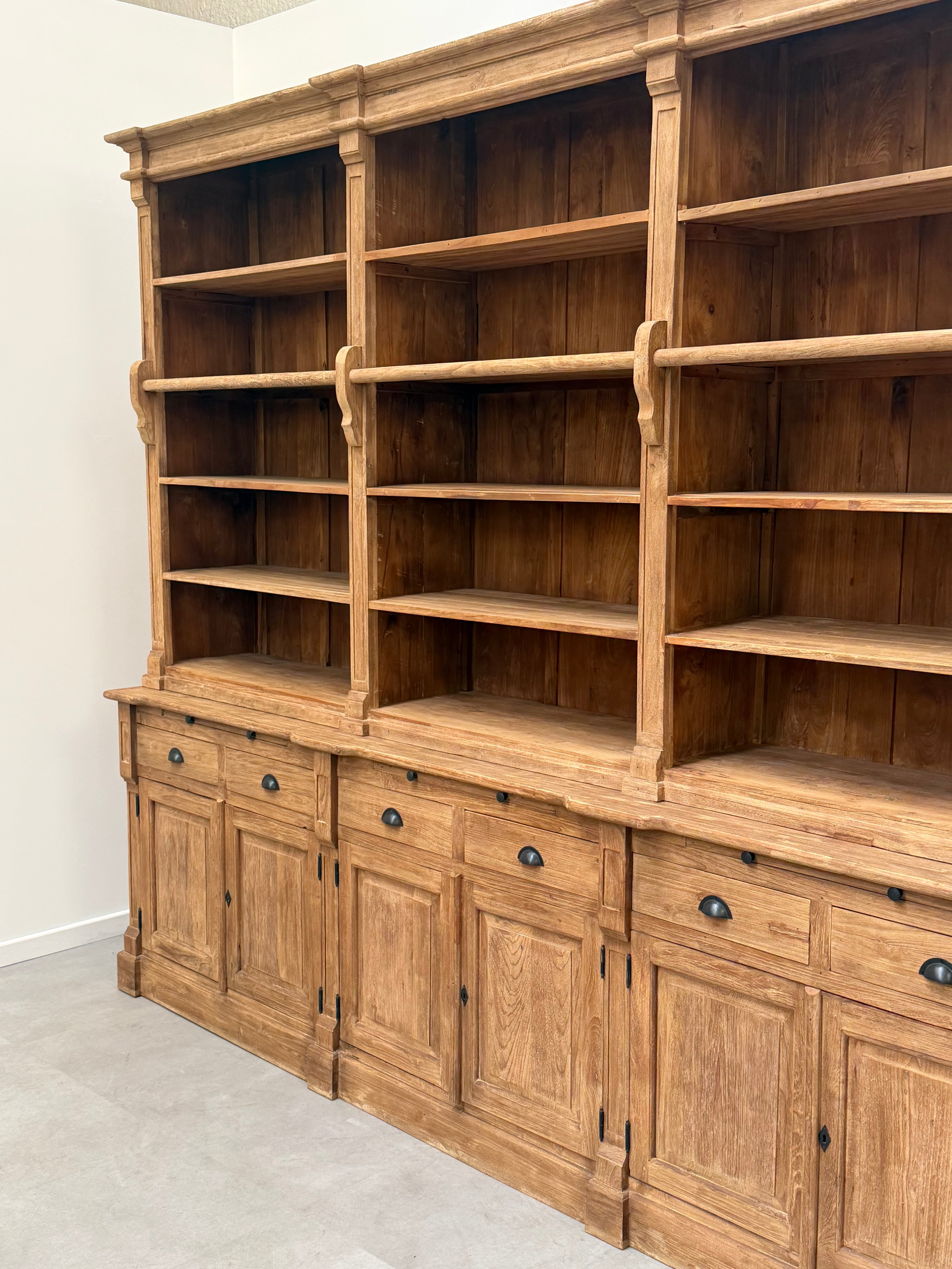 Antique Recycled Teak Bookcase Cabinet – 300 x 55 x 250 cm