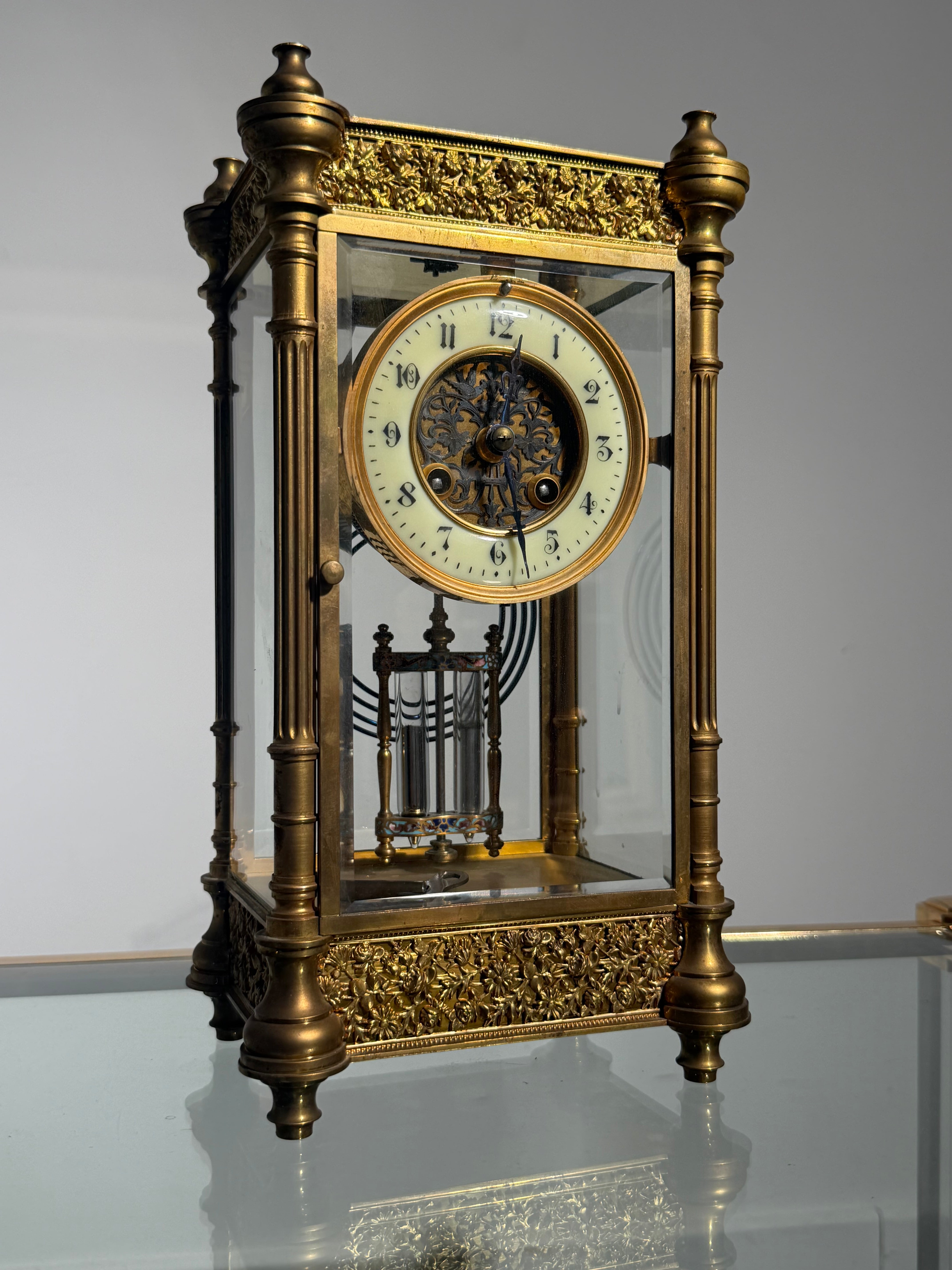 Antique French Crystal Regulator Mantel Clock