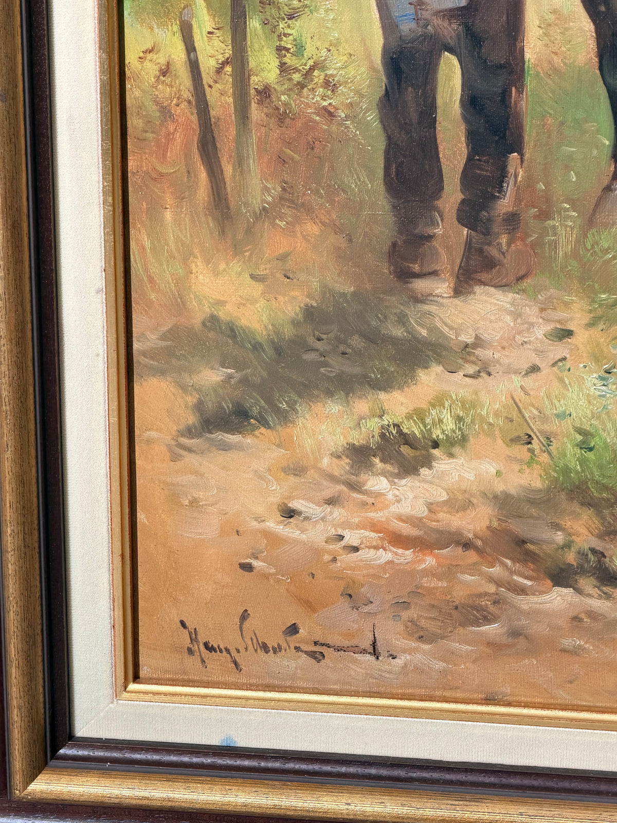 Henry Schouten – Signed Pastoral Painting with Horses and Goat