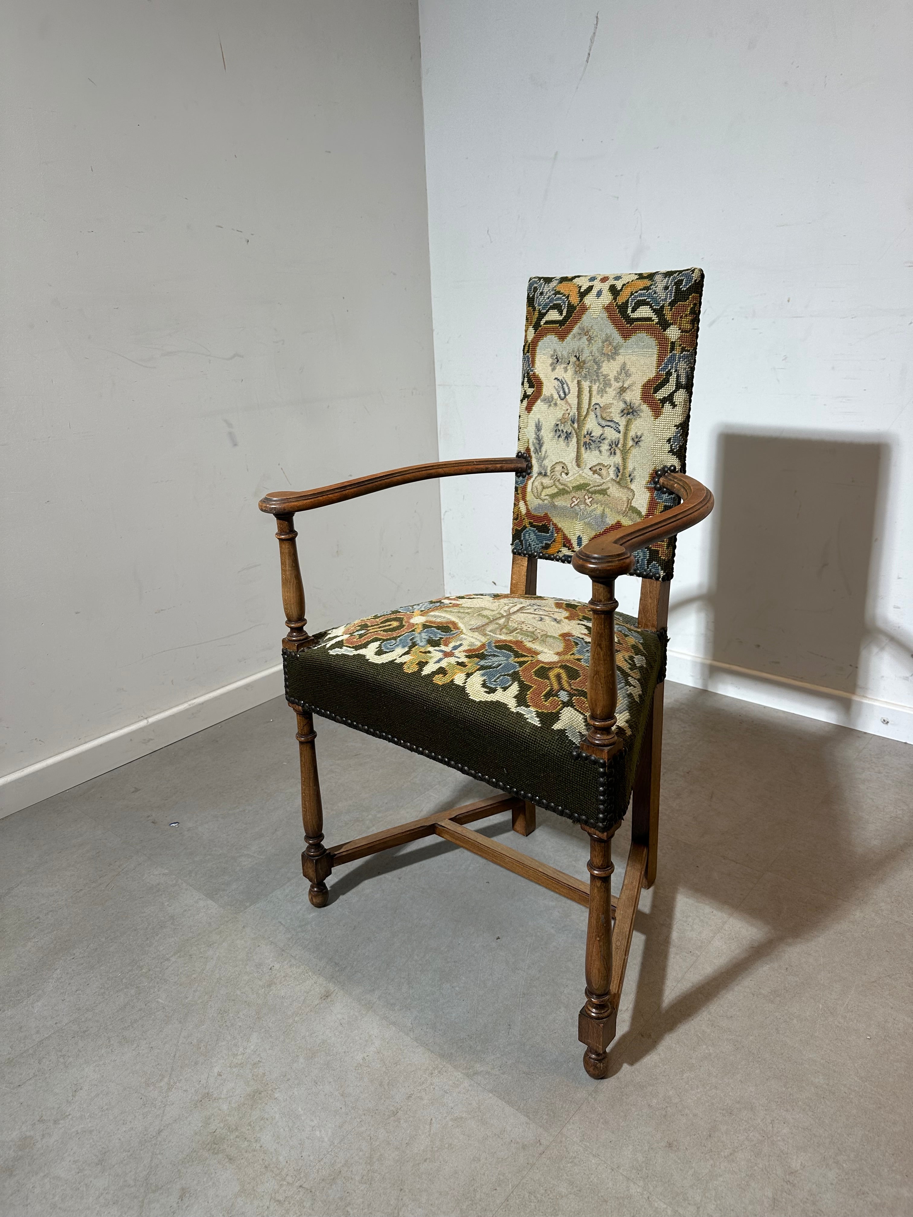 Antique Armchairs with Tapestry Upholstery