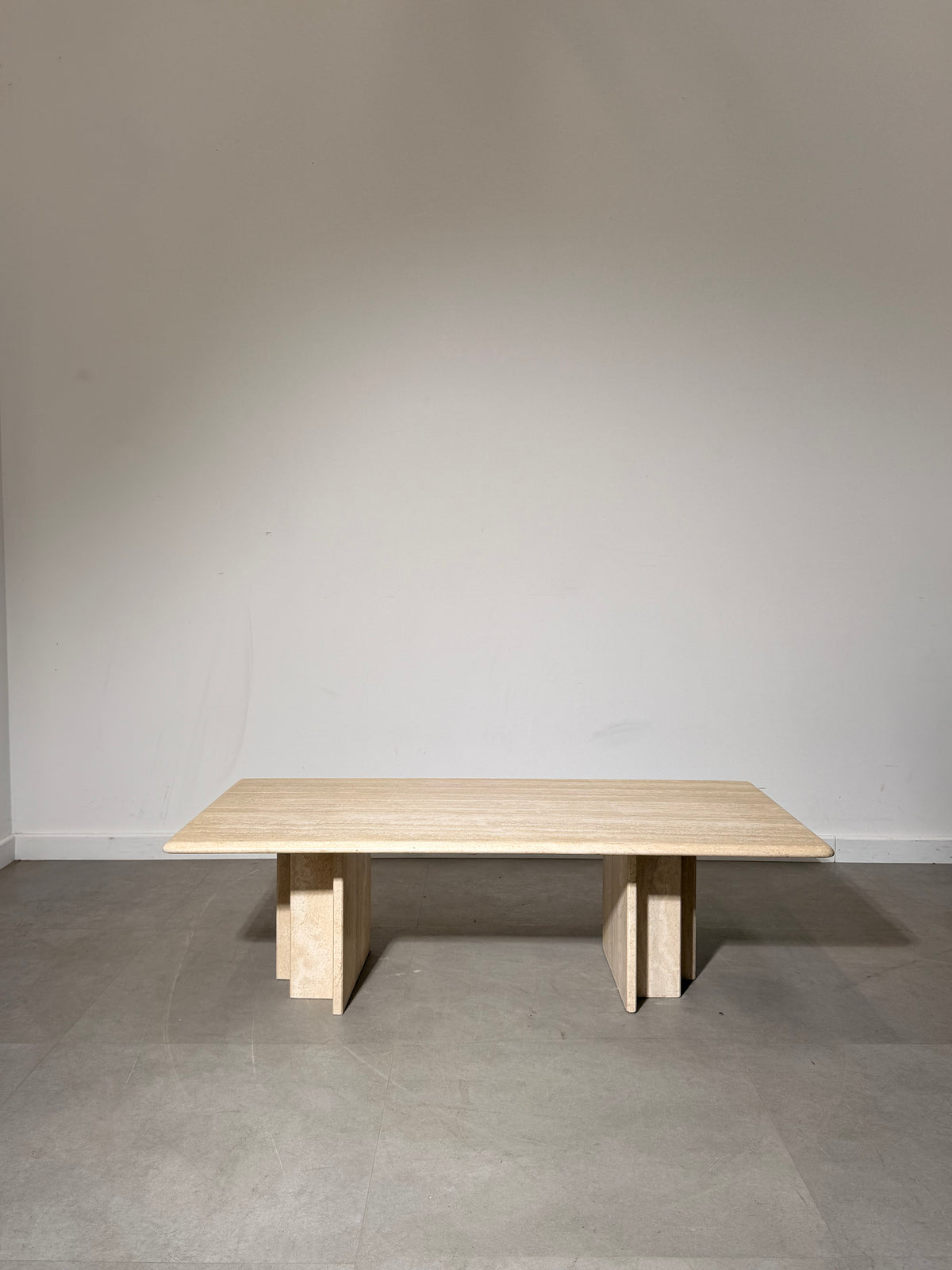 Travertine Coffee Table with Sculptural Base