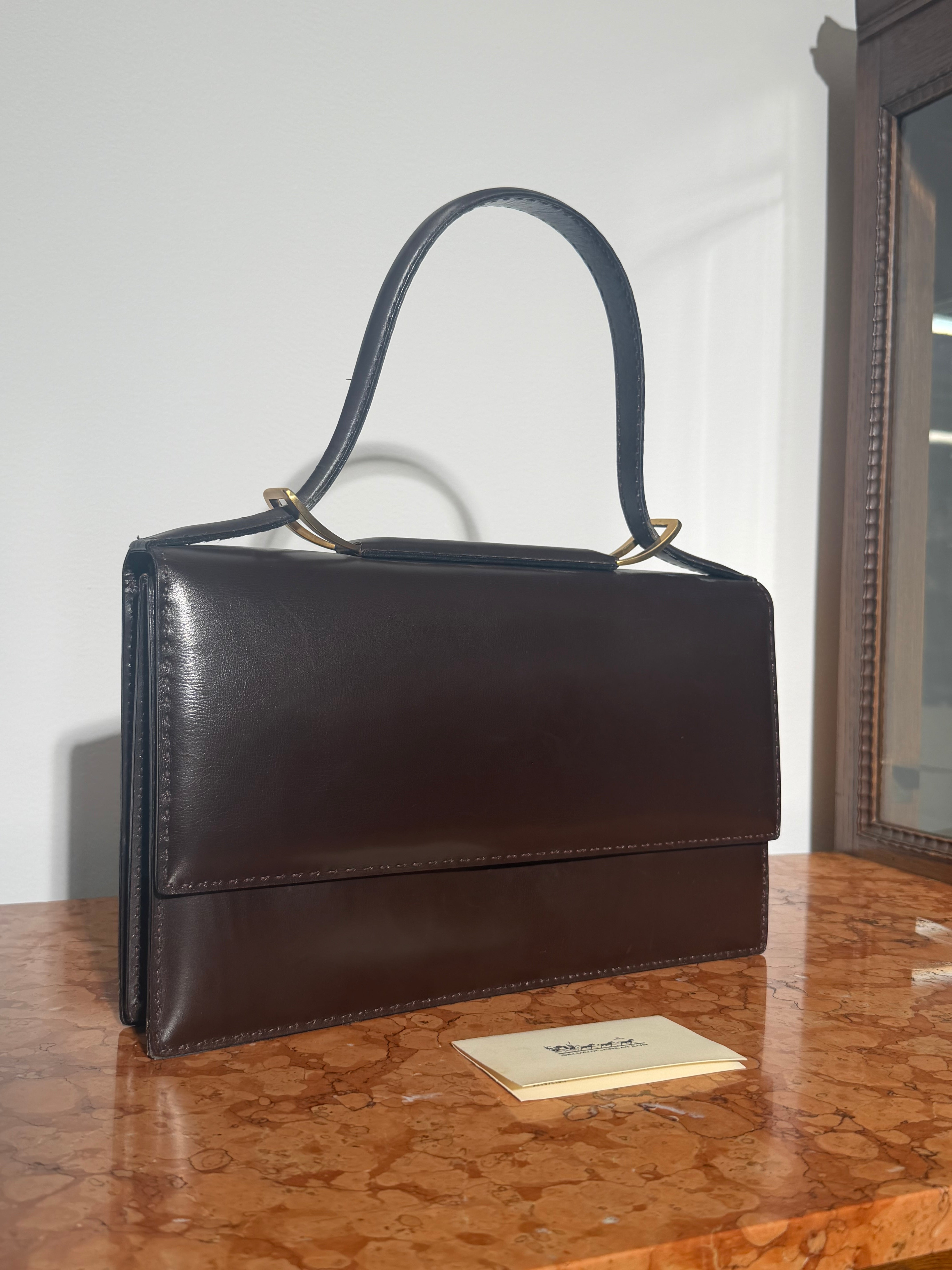 Vintage Delvaux Top Handle Handbag – Brown Leather