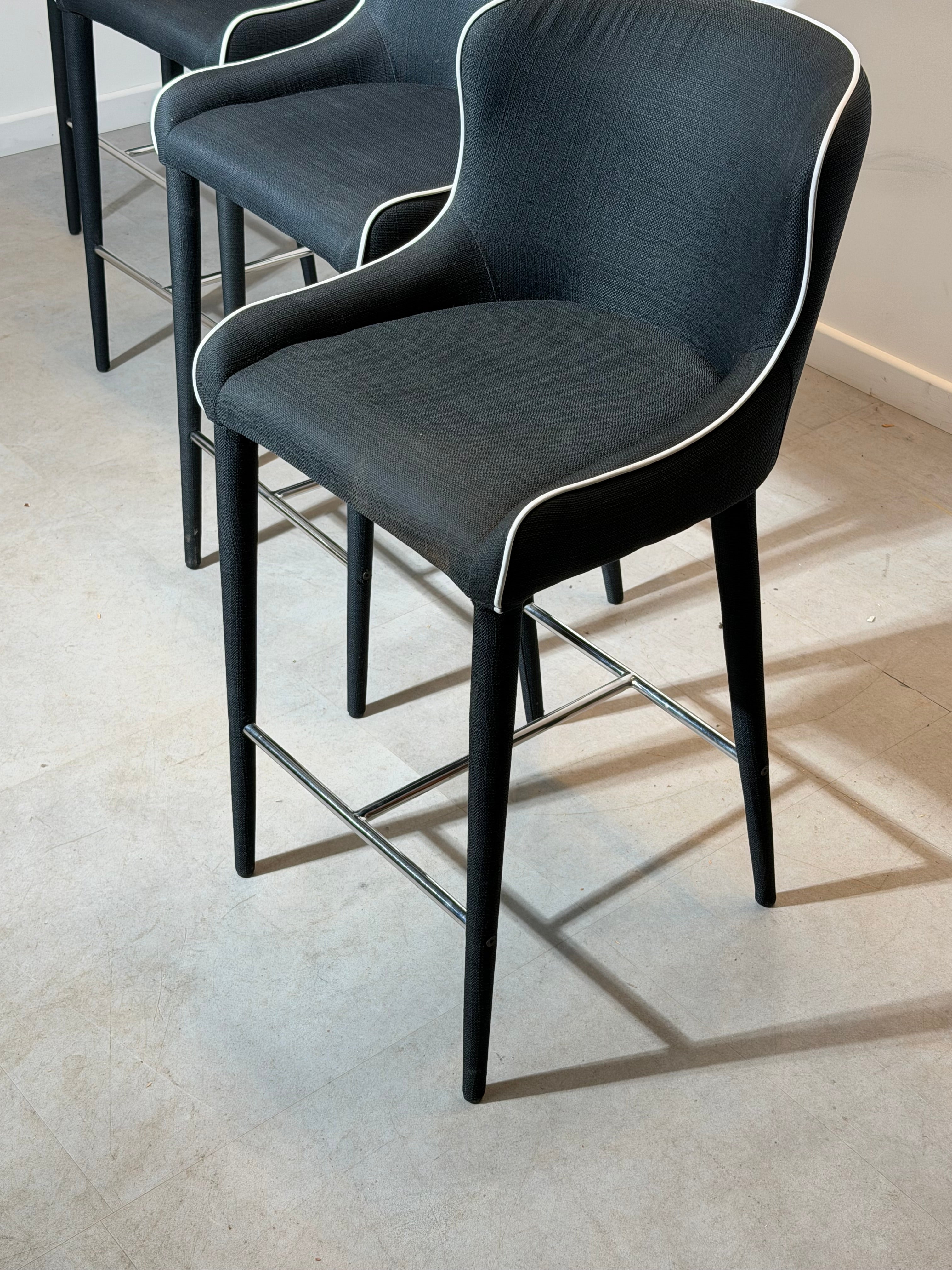 Contemporary Upholstered Bar Chair with Contrast Piping – Sold Individually