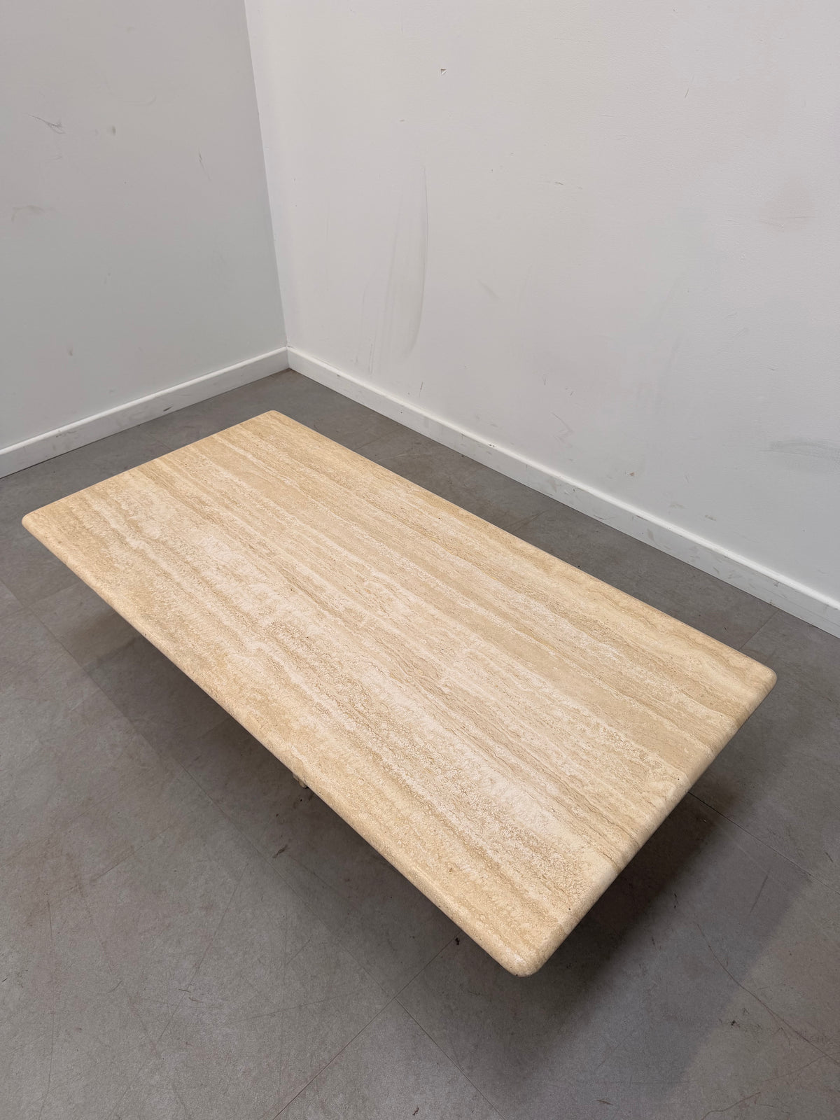 Travertine Coffee Table with Sculptural Base