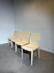 Set of 4 Arper Dining Chairs – Off White Leather – Italian Design