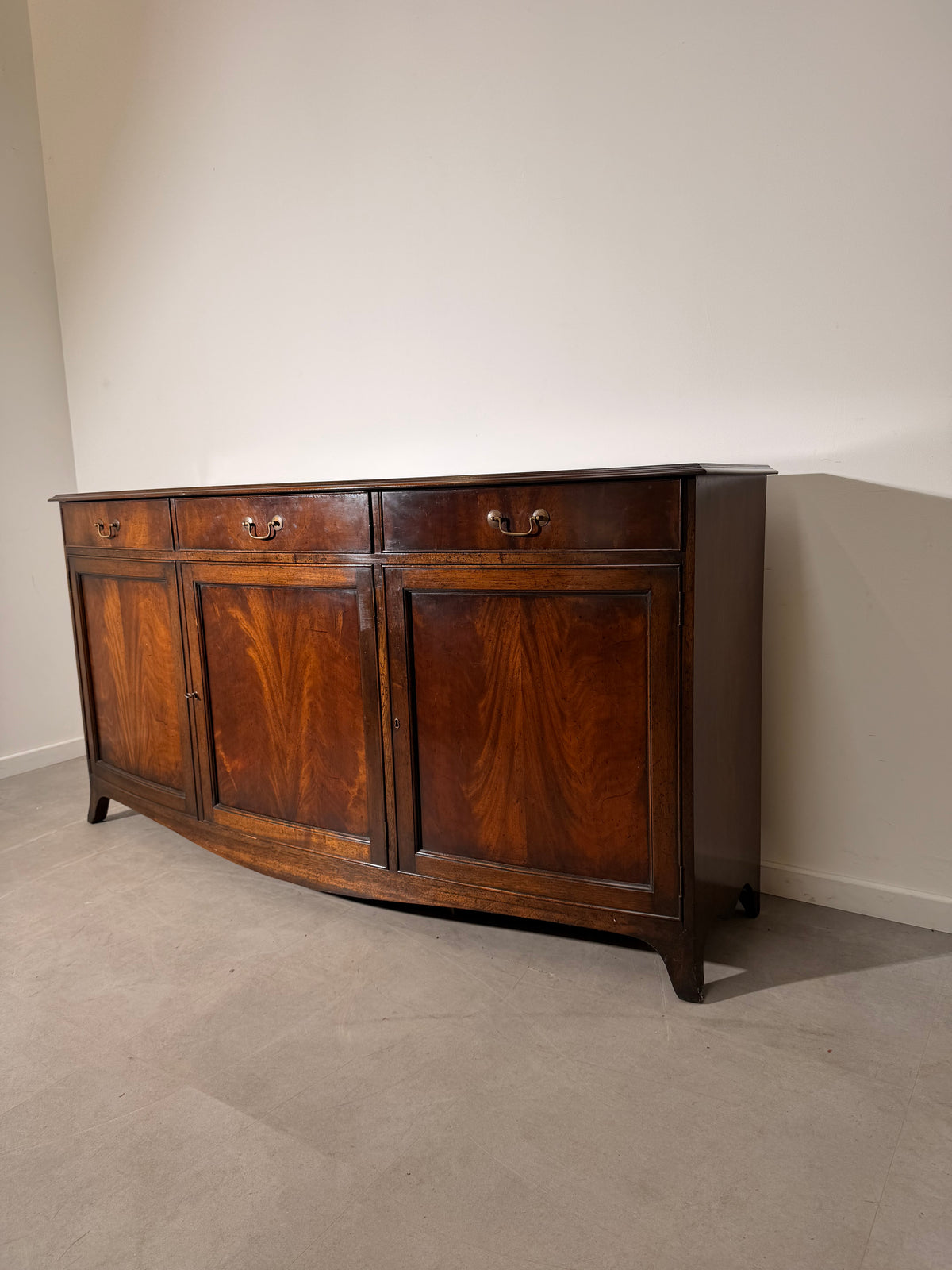 Large Antique Mahogany Bow-Front Sideboard