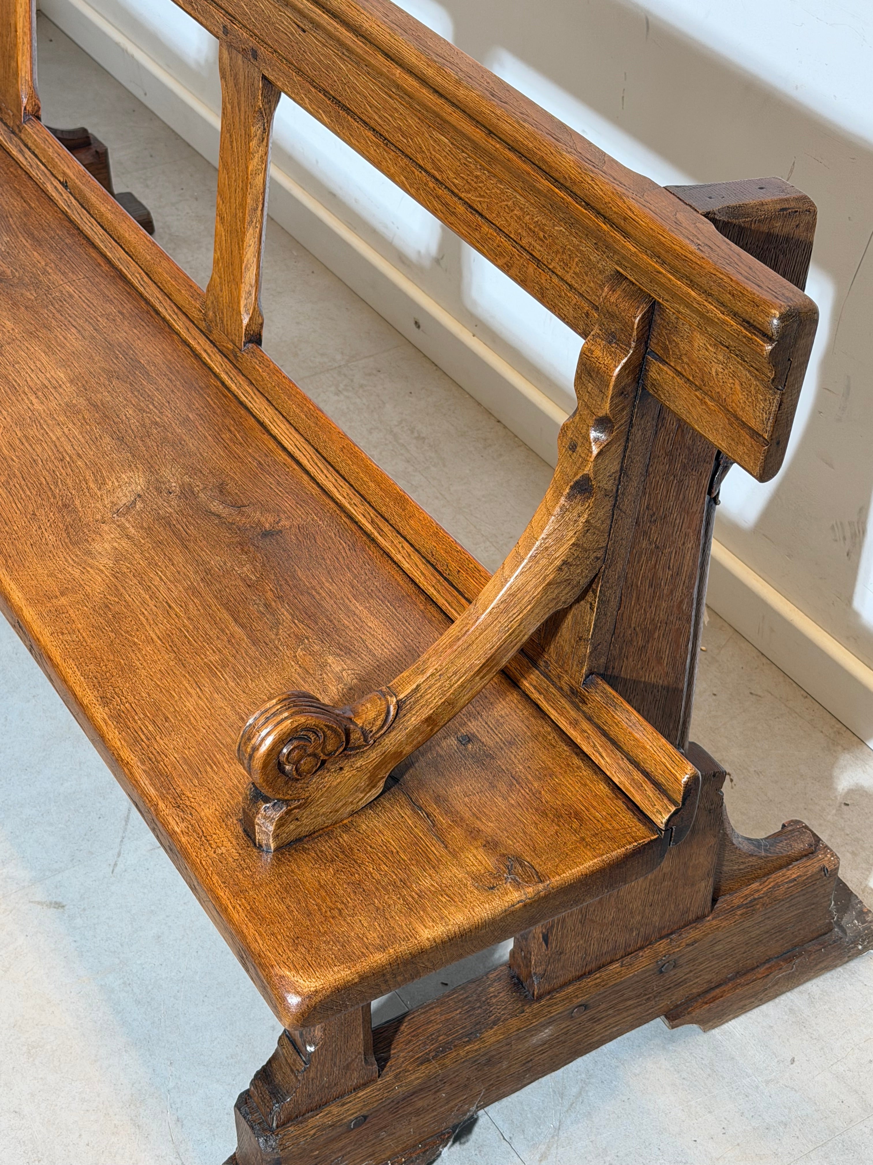 Antique 19th Century Church Bench – Solid Oak