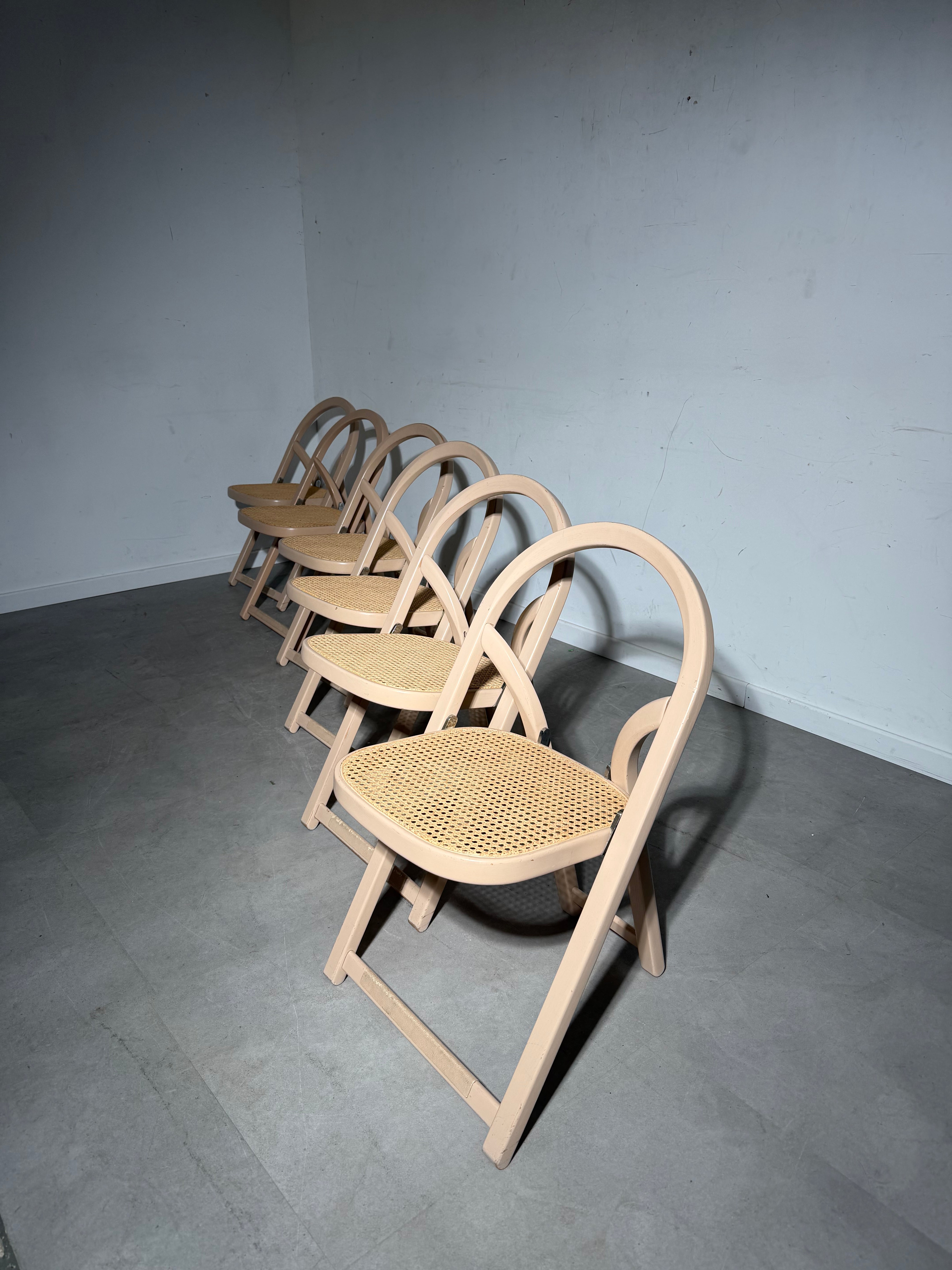 Set of six foldable “Arca” chairs by Gigi Sabadin for Crassevig