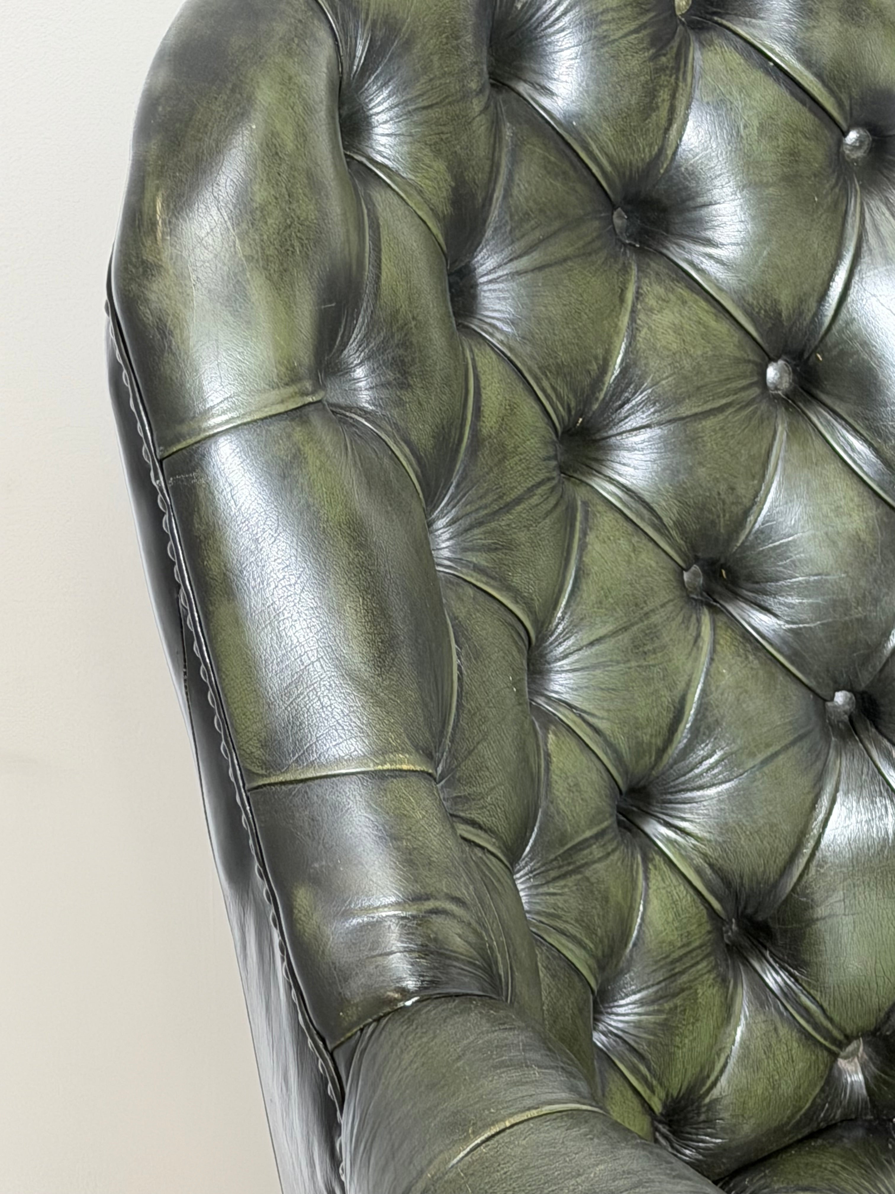 Chesterfield “Directors” Green Leather Desk Chair