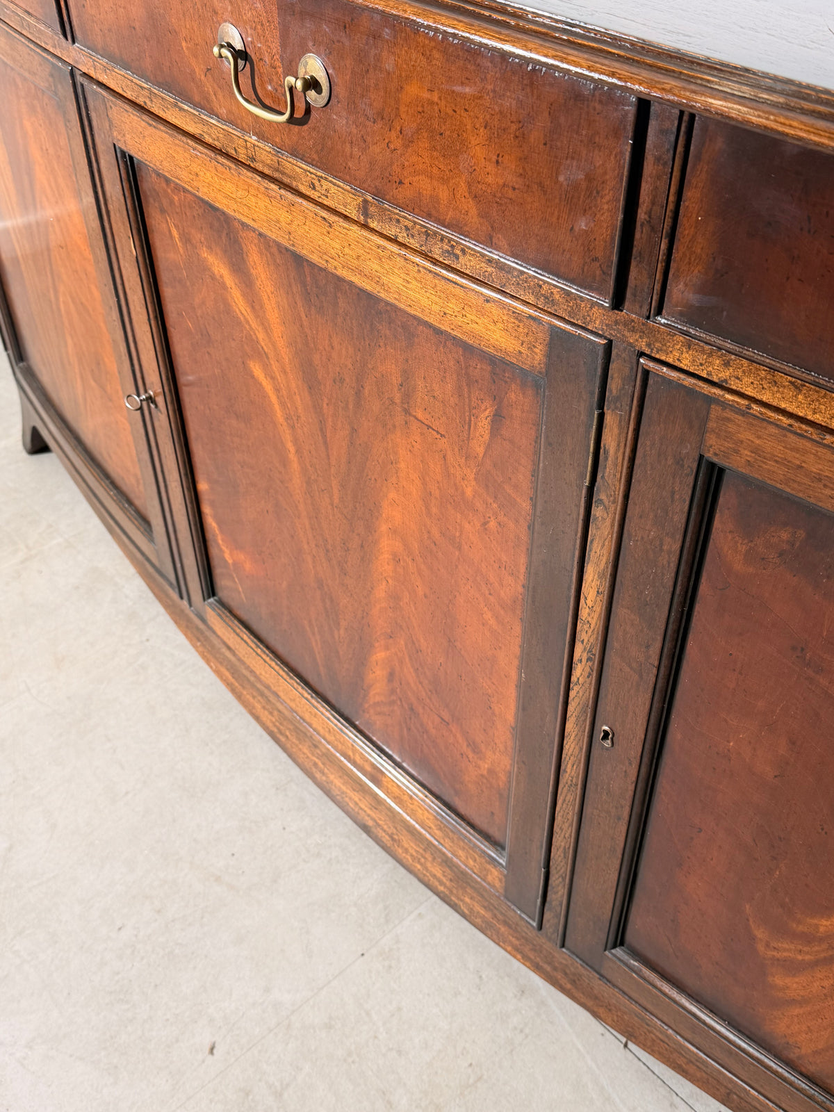 Large Antique Mahogany Bow-Front Sideboard