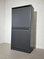 Kinnarps Tambour Door Office Cabinet – Grey Metal Storage Unit – 80 x 40 x 164 cm