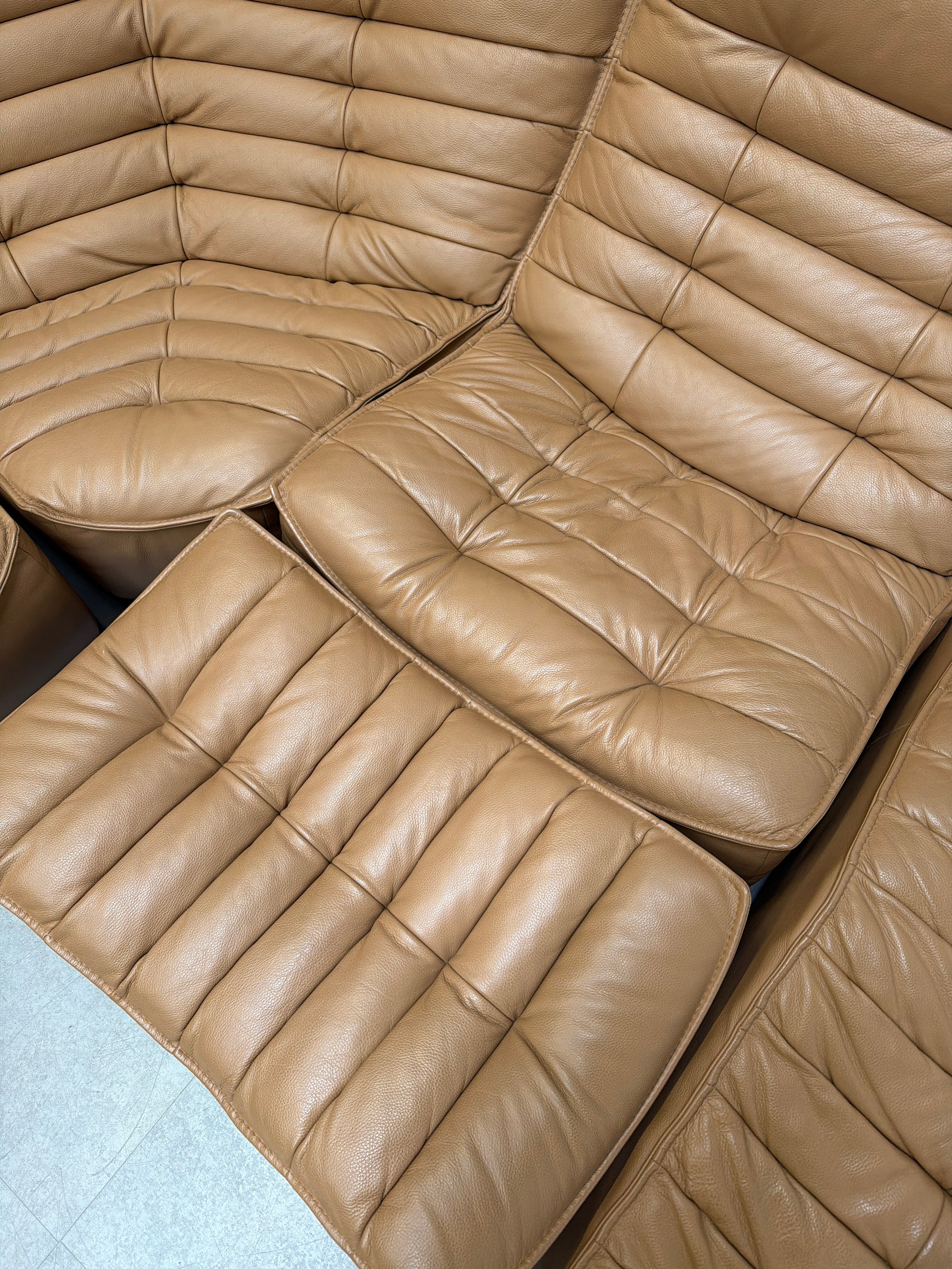 Italiaanse modulaire leren bank – Camelbruin