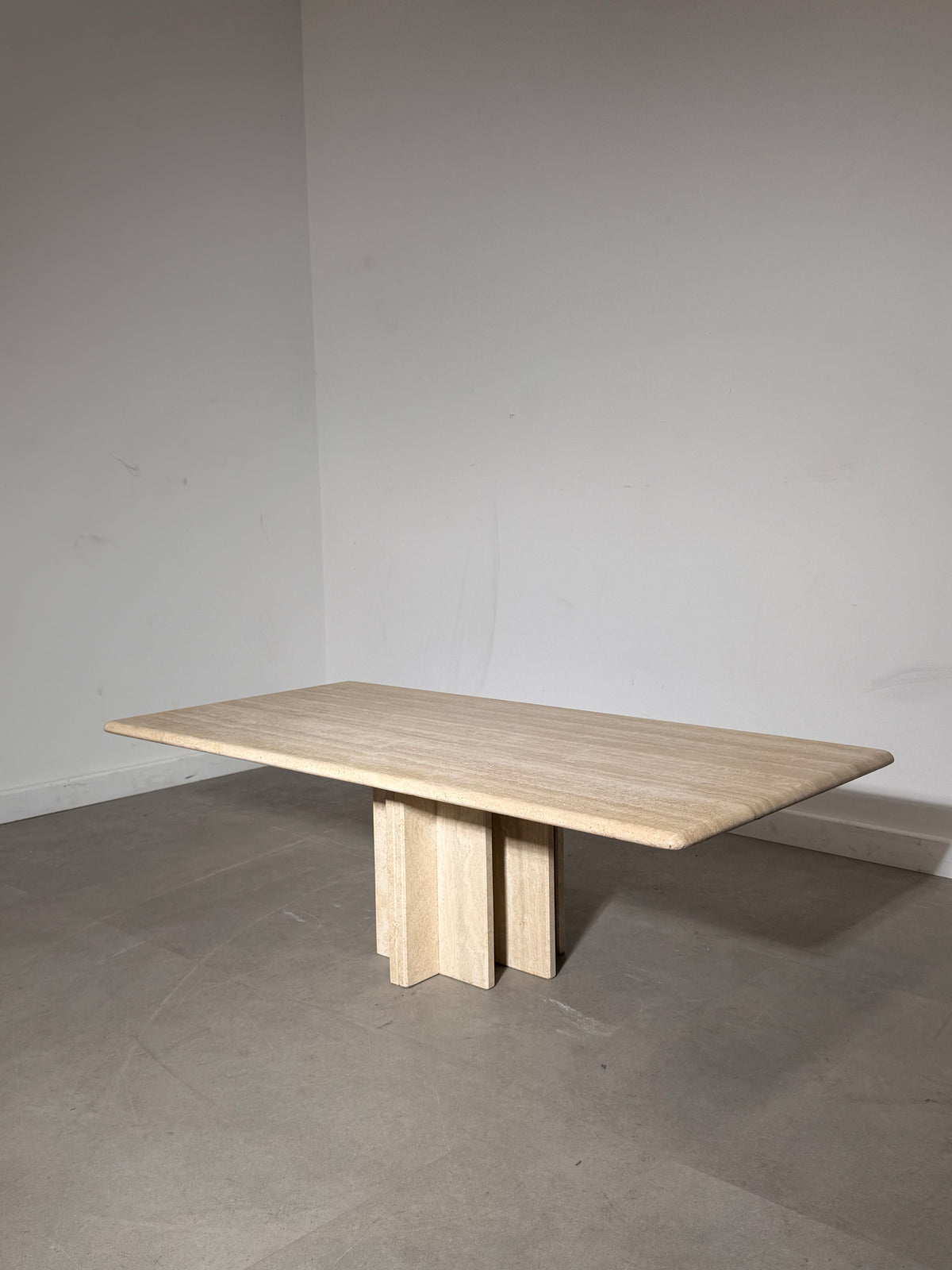 Travertine Coffee Table with Sculptural Base