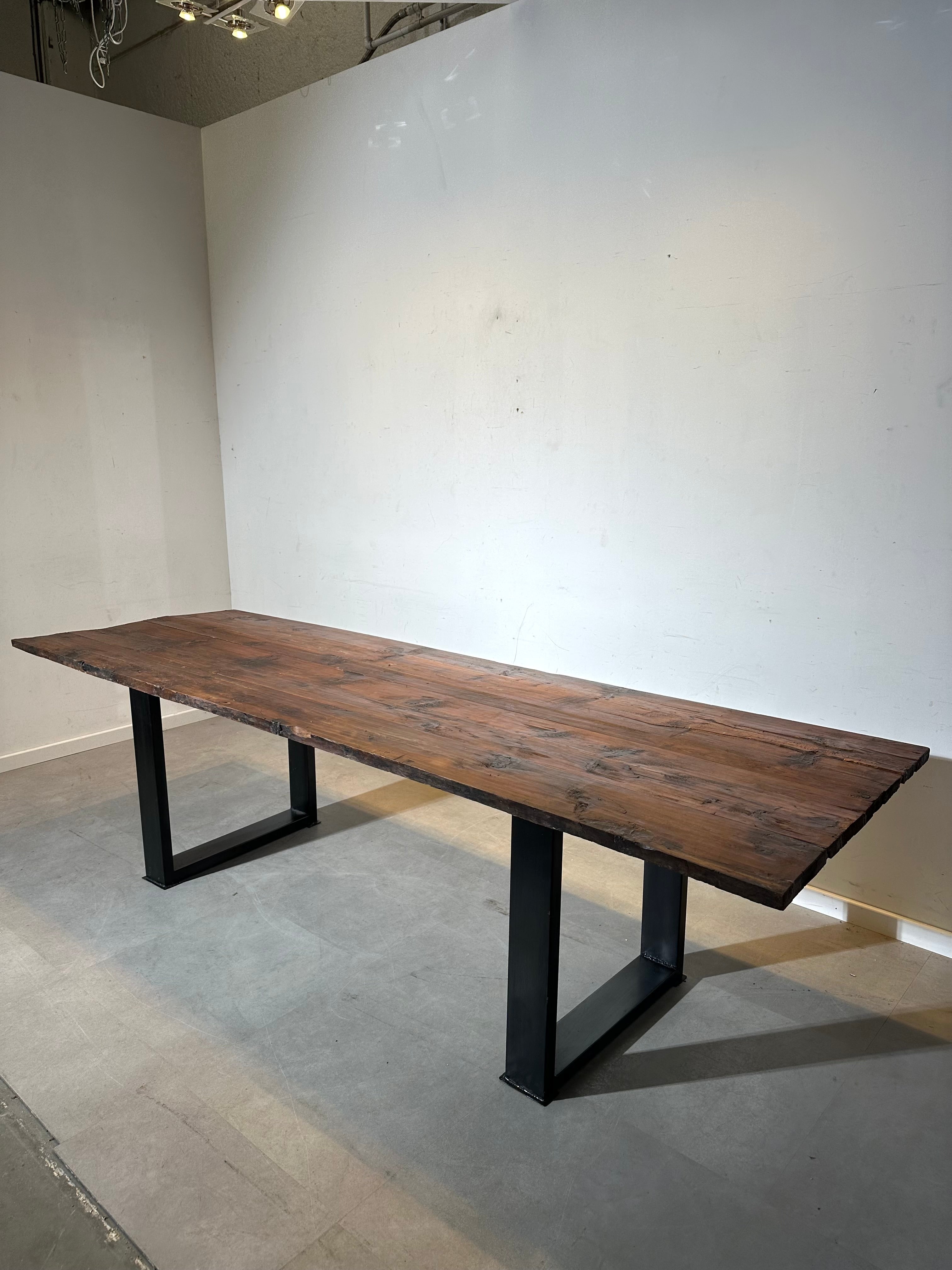 Large Rustic Lariks Wood Dining Table