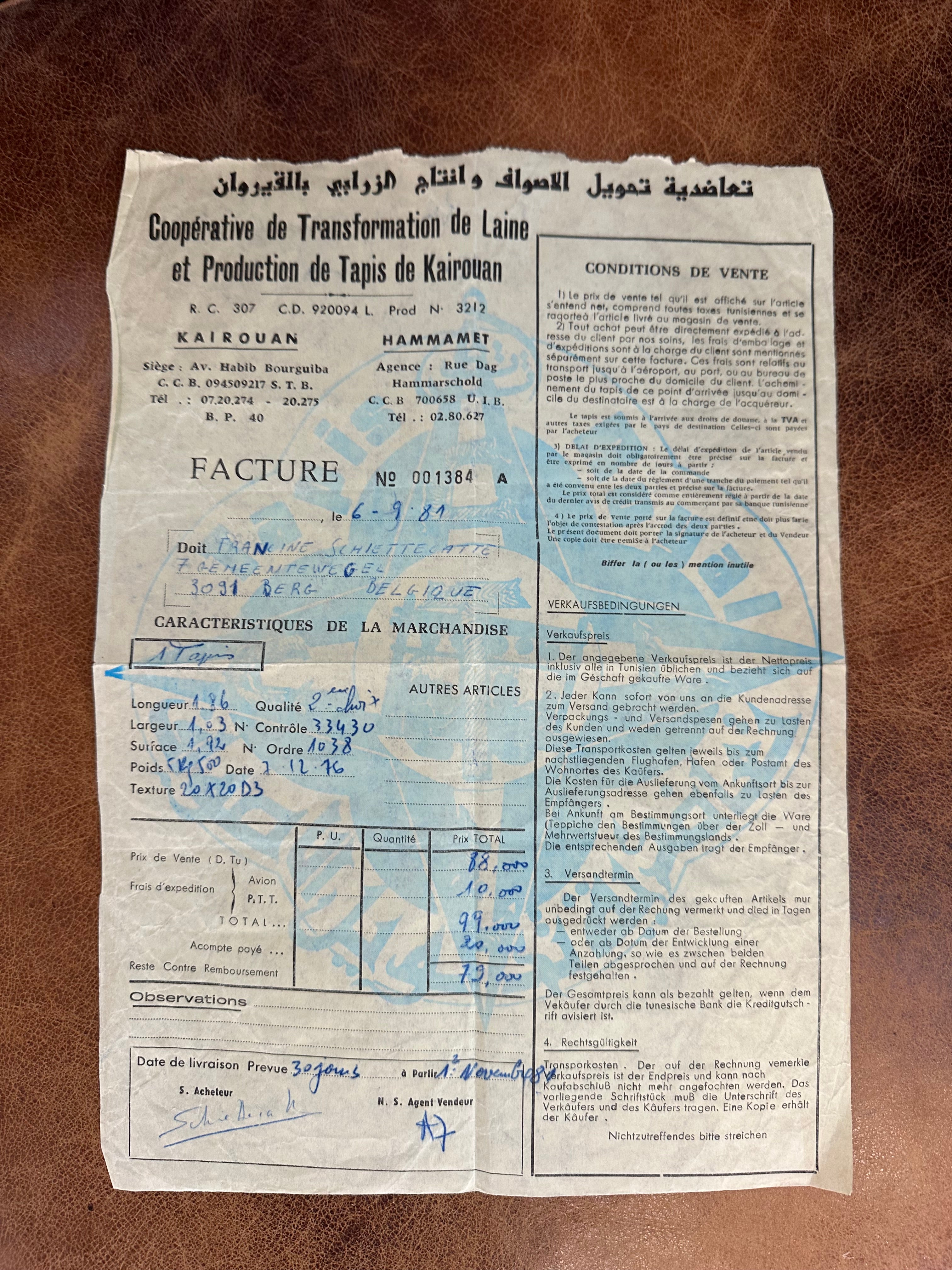 Vintage Tunisian Hand-Knotted Wool Rug